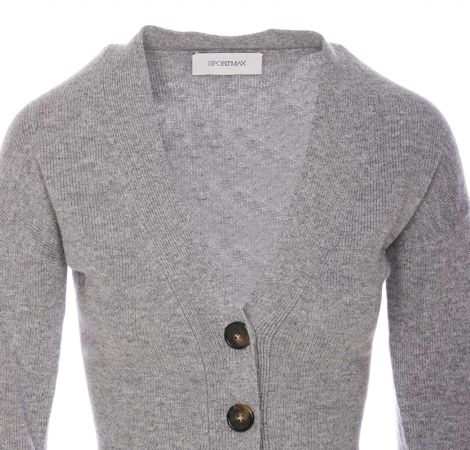 Shop Sportmax V-neck Buttoned Cardigan In Grey