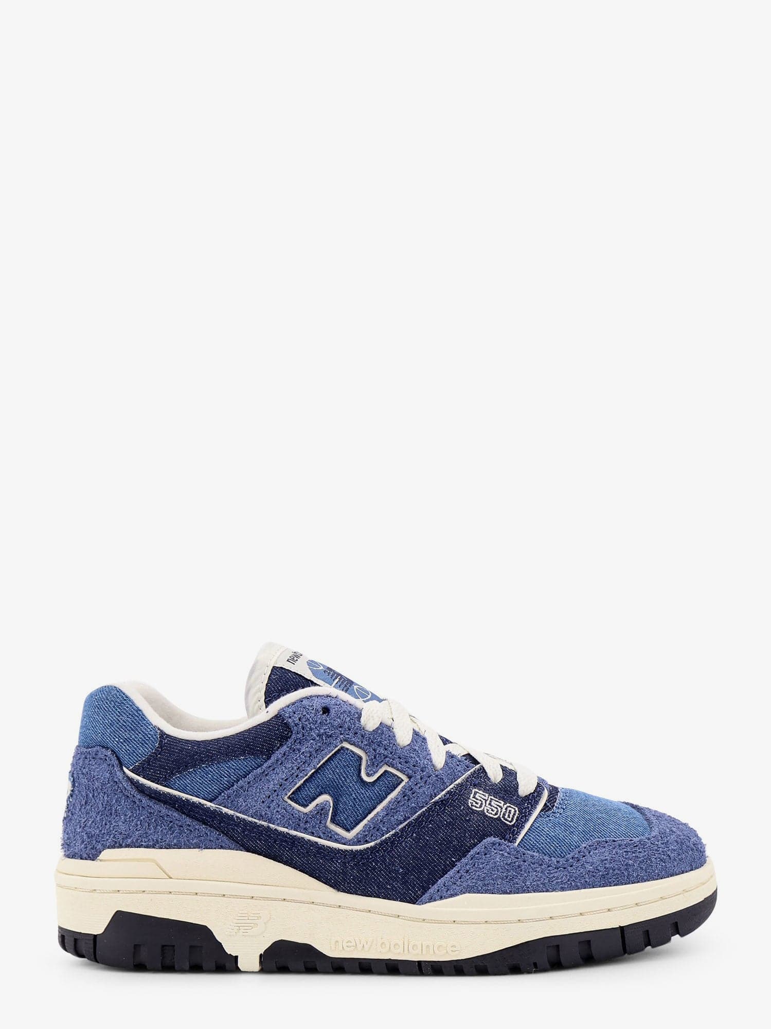 Shop New Balance 550 Denim And Suede Sneakers In Blue