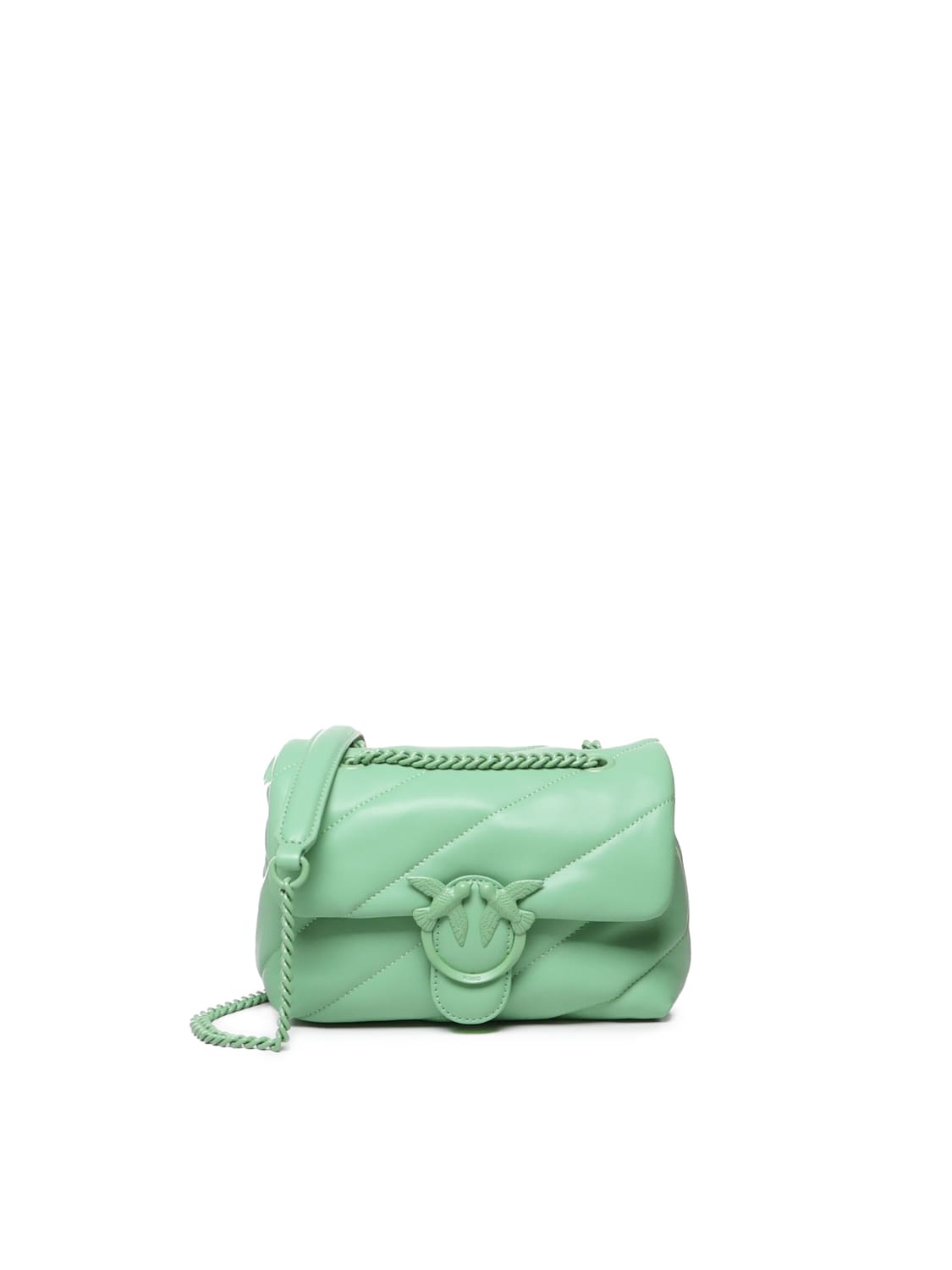 Shop Pinko Mini Love Puff Bag In Color Block Nappa In Green