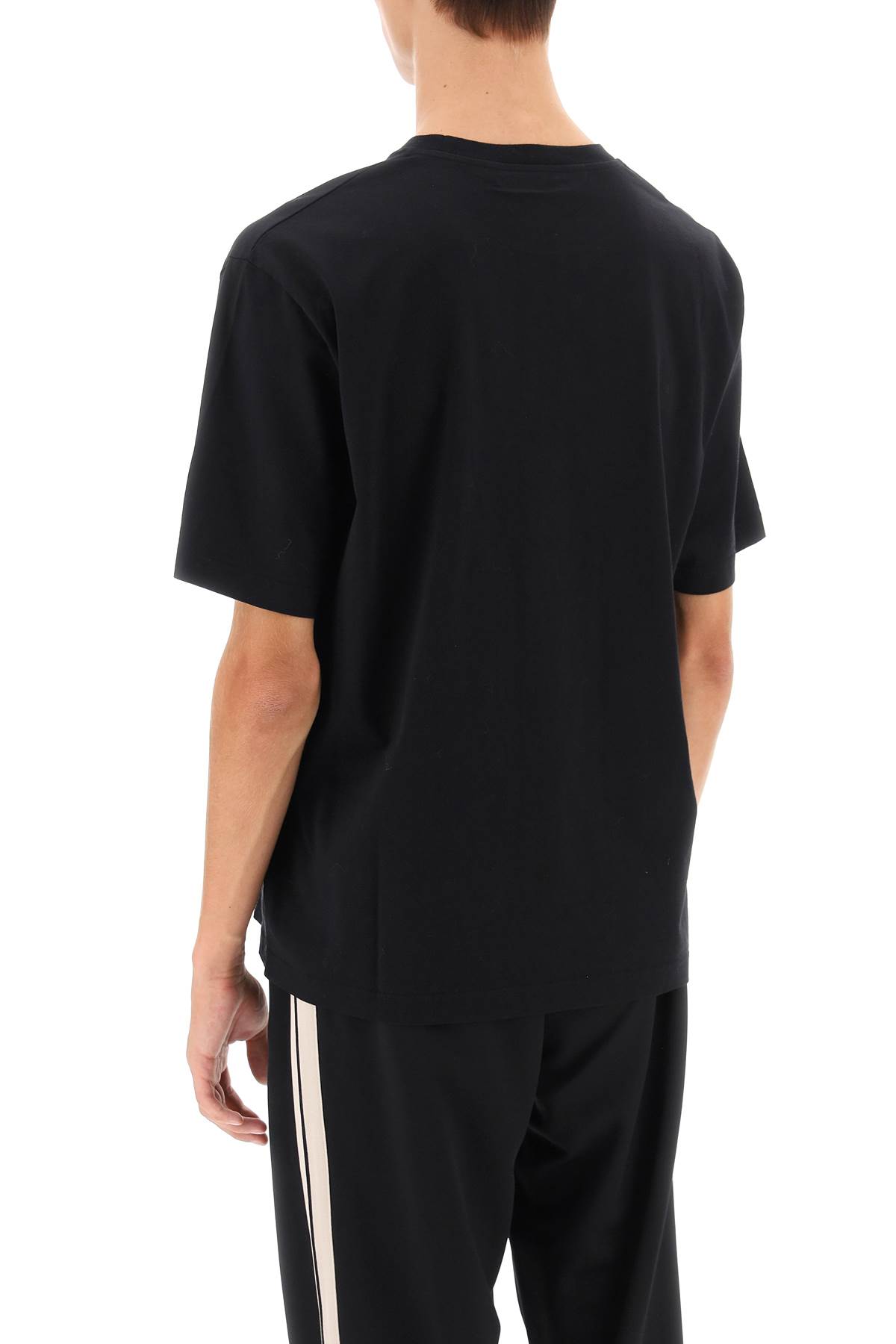 Shop Palm Angels Jersey T-shirt With Logo Embroidery In Black White