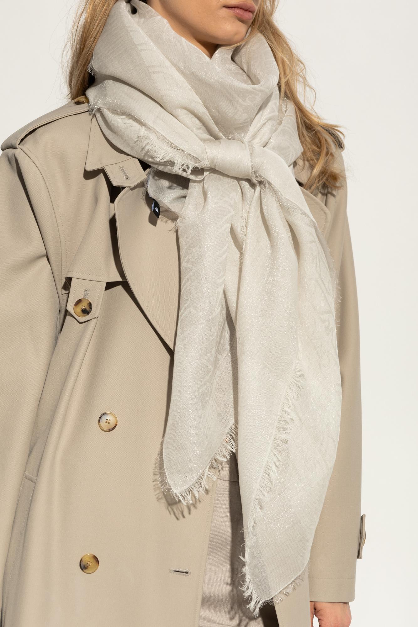 Shop Emporio Armani Scarf With Lurex Thread In Sel De Camargue