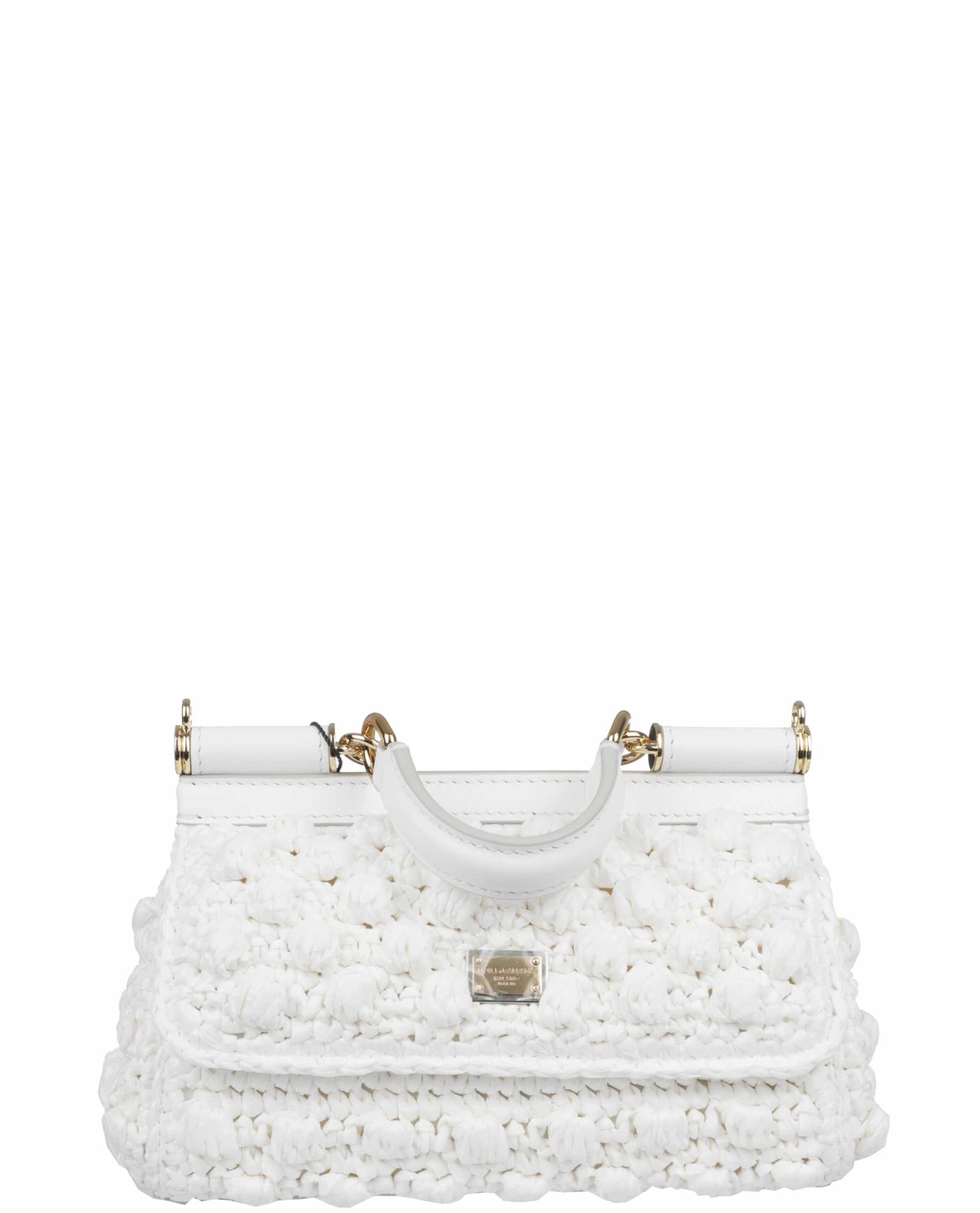 Dolce & Gabbana White Raffia Sicily Bag S