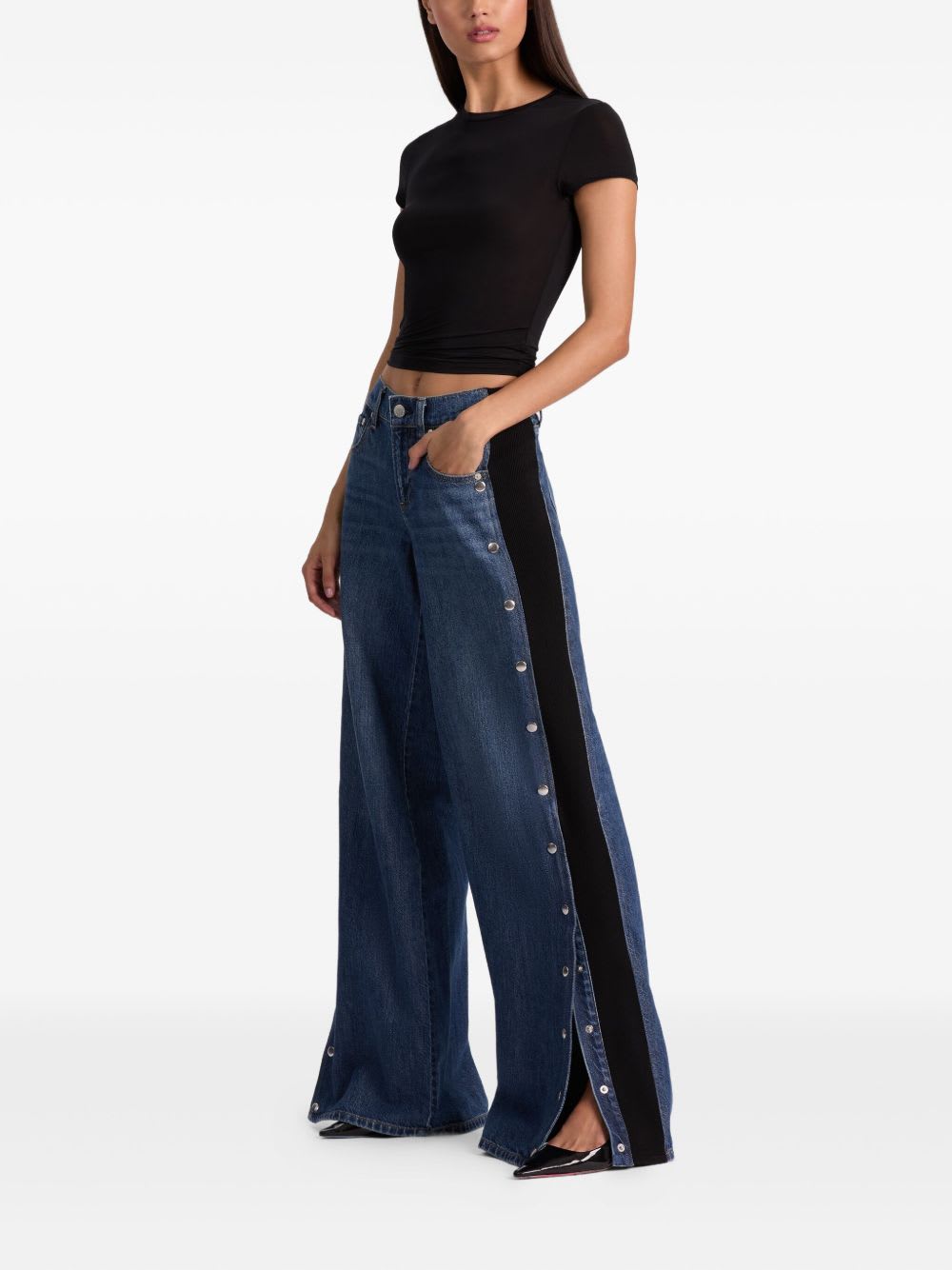 Alice And Olivia Flared Leg Denim Jeans In Blue