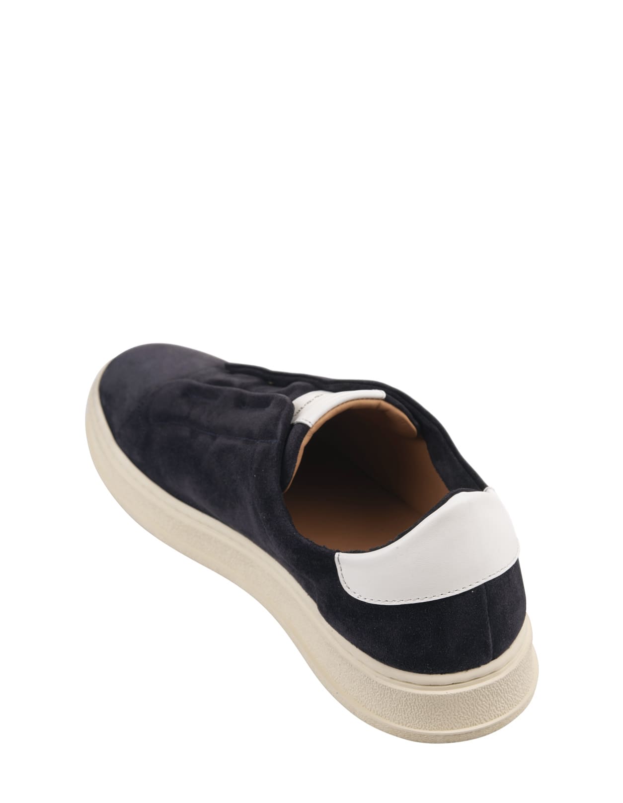 KITON BLUE SUEDE SLIP-ON SNEAKERS 