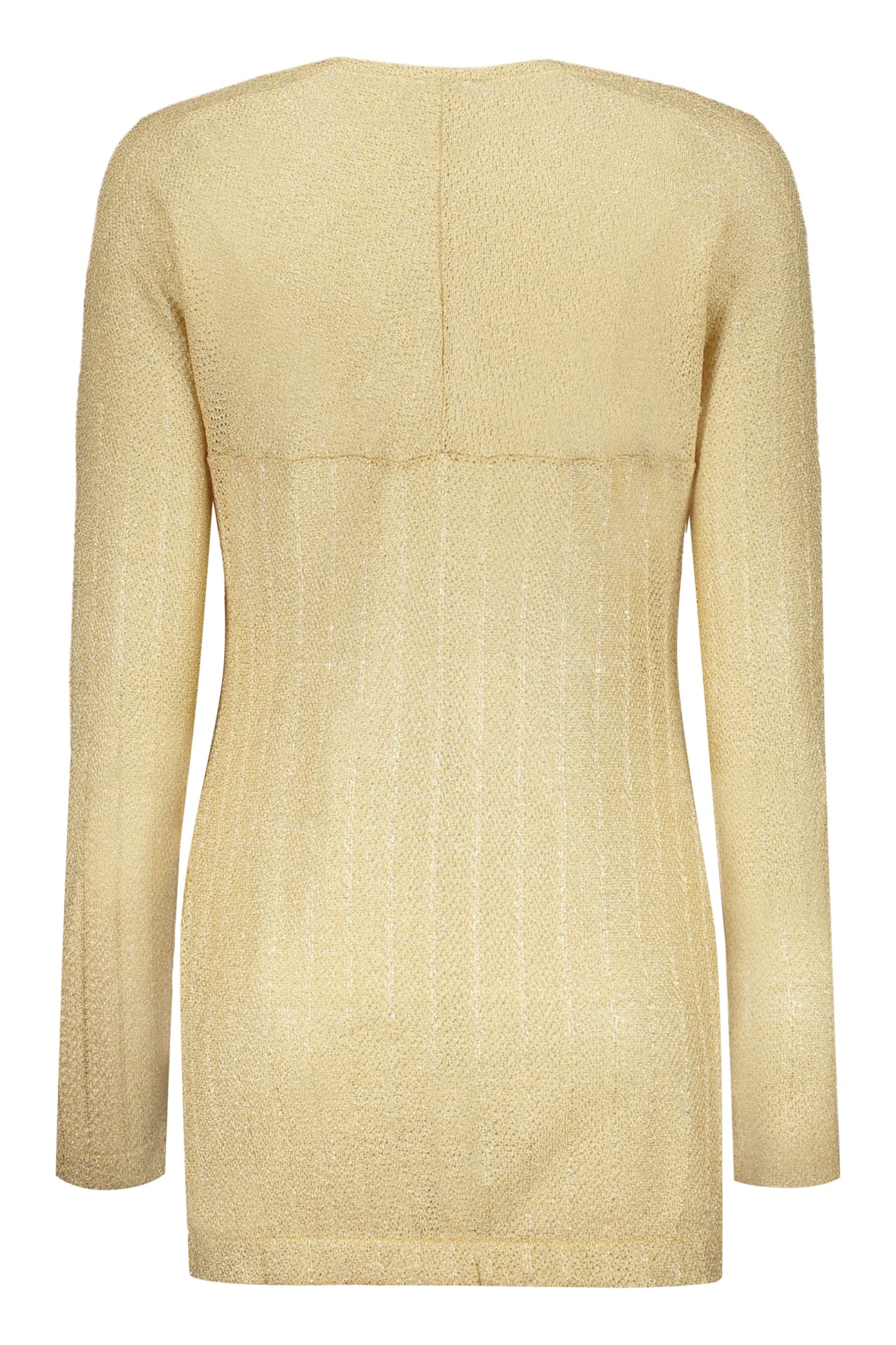 Shop Missoni Long Sleeve Crew-neck Sweater In Gold