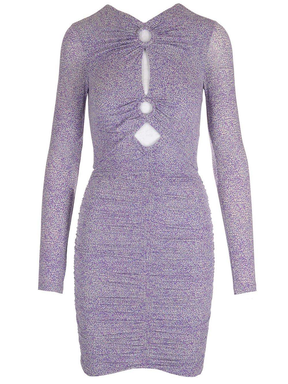 Shop Isabel Marant Gathered Detailed Mini Dress In Purple