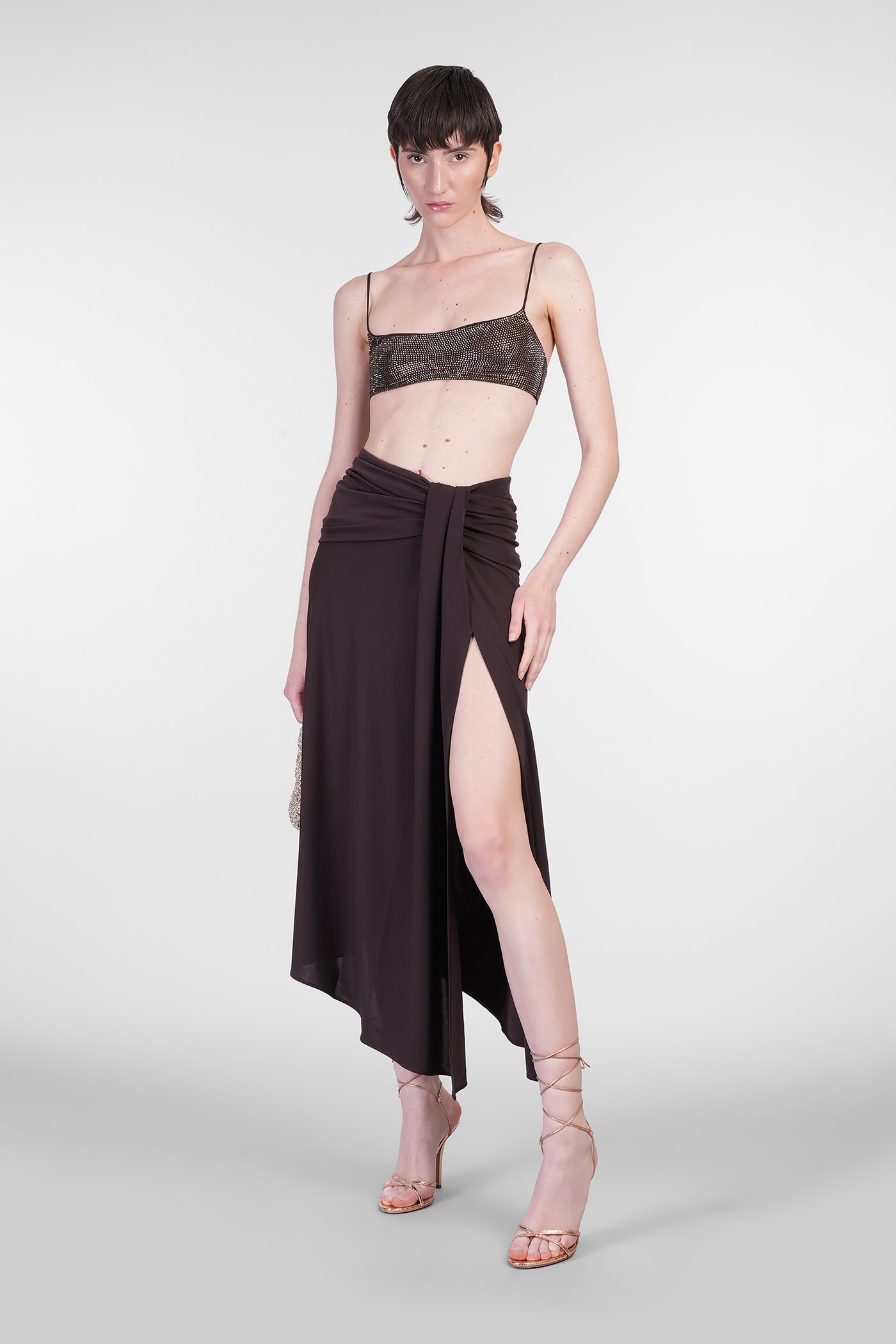 The Andamane Inga Crystal Topwear In Brown Polyamide