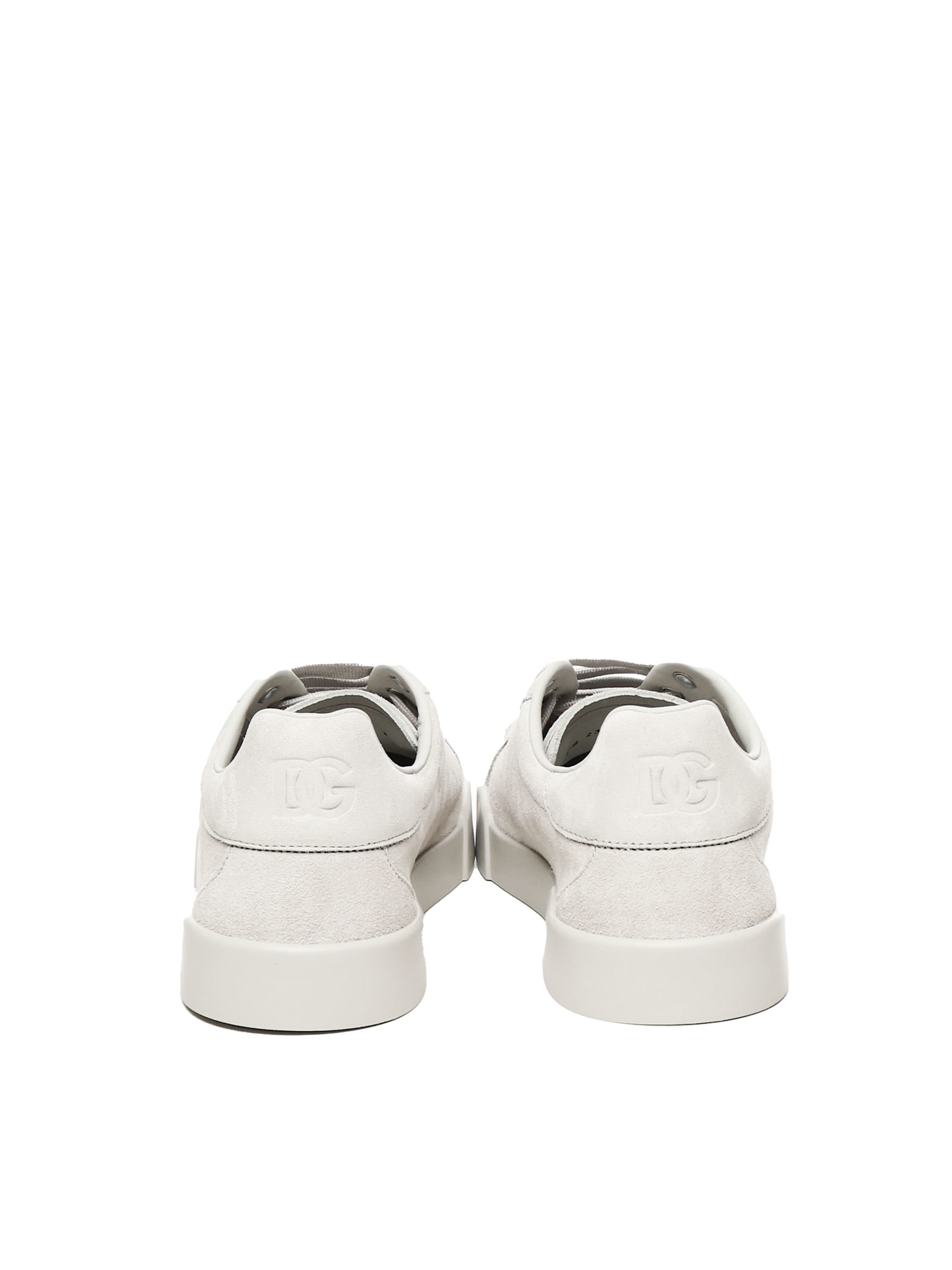 Dolce & Gabbana Portofino Calfskin Sneakers Dg Logo In White