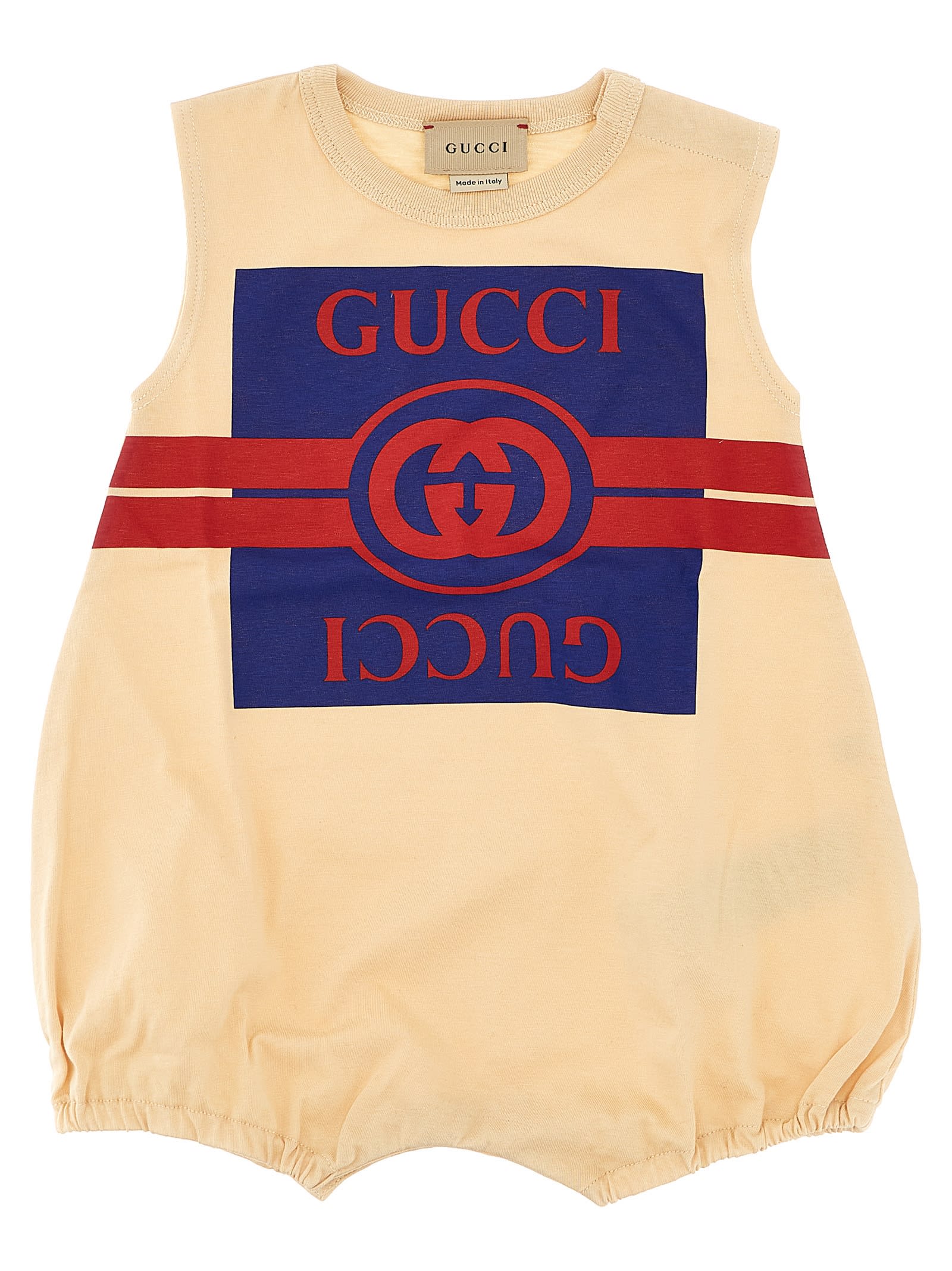 Shop Gucci Baby Set Bib + Cap In Beige