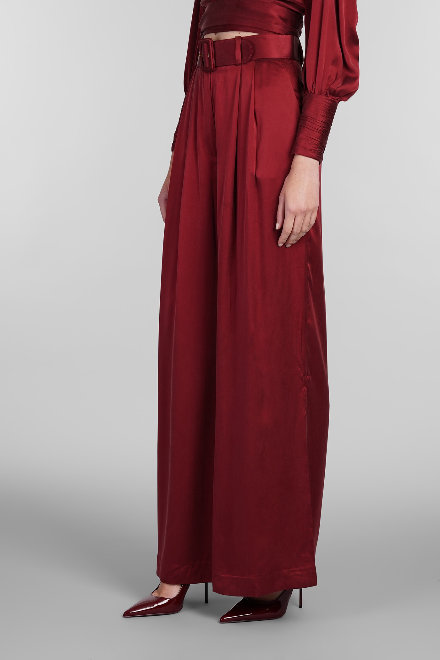 Shop Zimmermann Pants In Bordeaux Silk