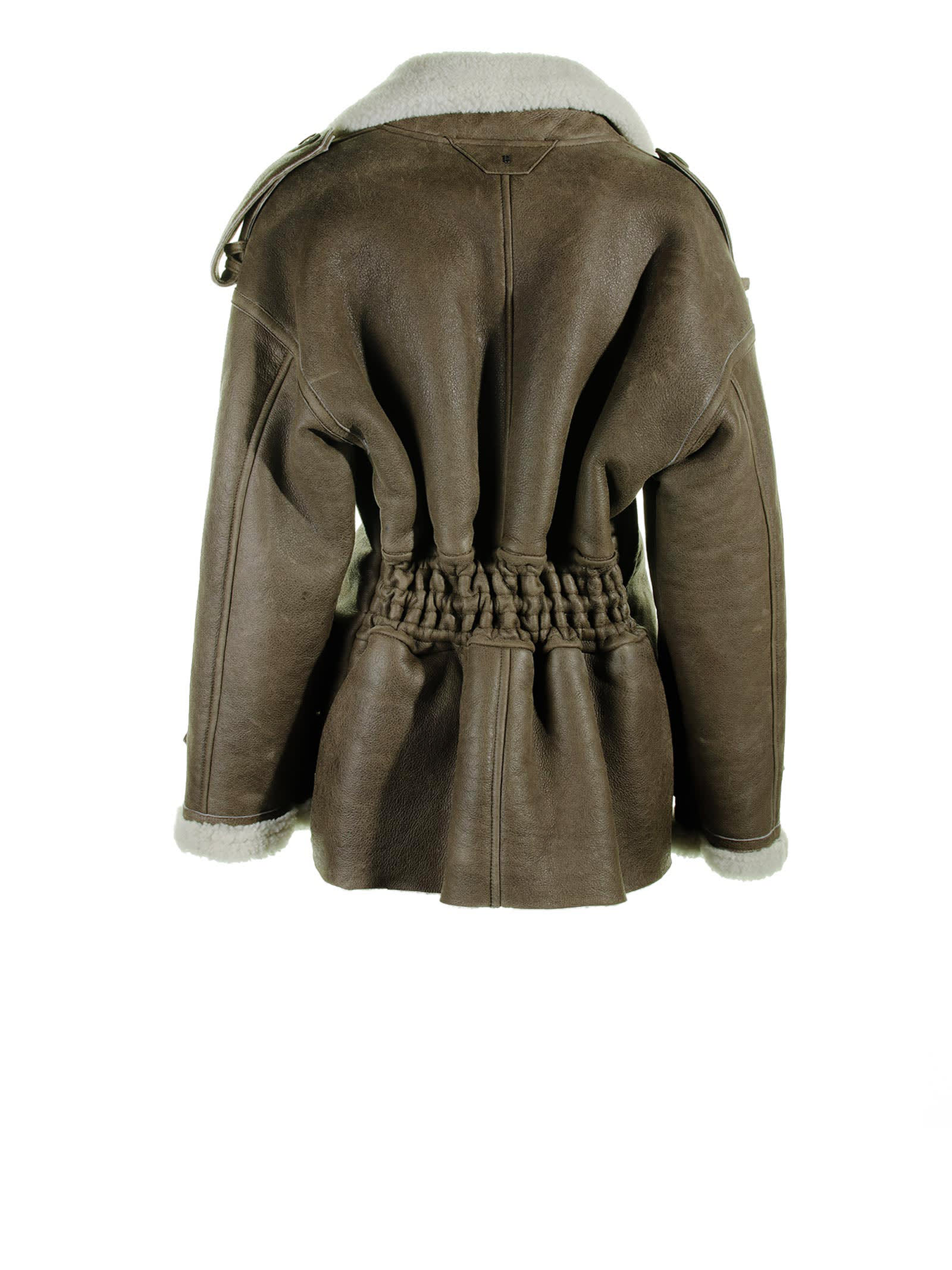 Salvatore Santoro Shearling-fur Double-breasted Jacket In Green