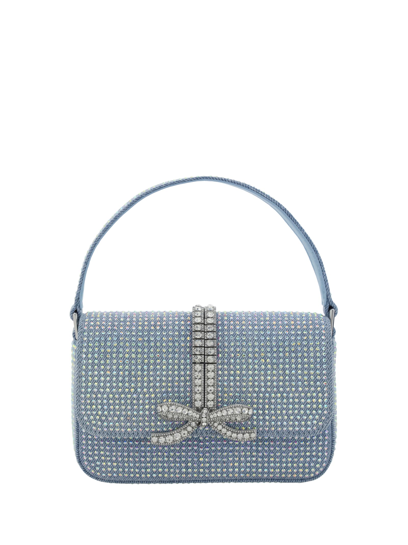 Shop Self-portrait Baguette Handbag In Blue