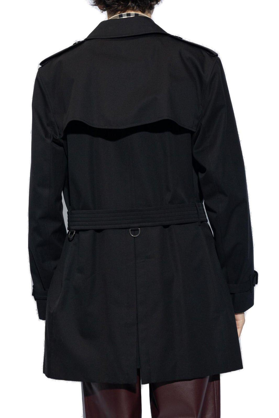 Shop Burberry Double-breasted Belted-waist Trench Coat In Black