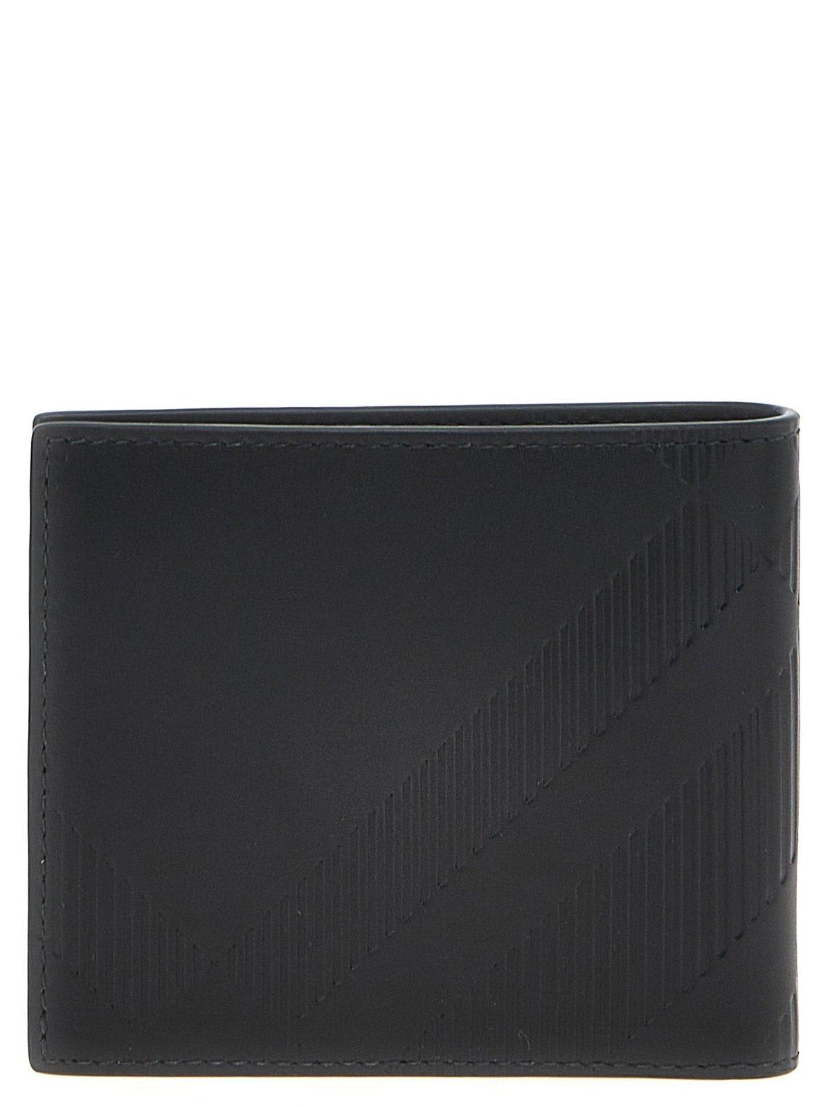 Shop Burberry Check Embossed Bi-fold Wallet In Black