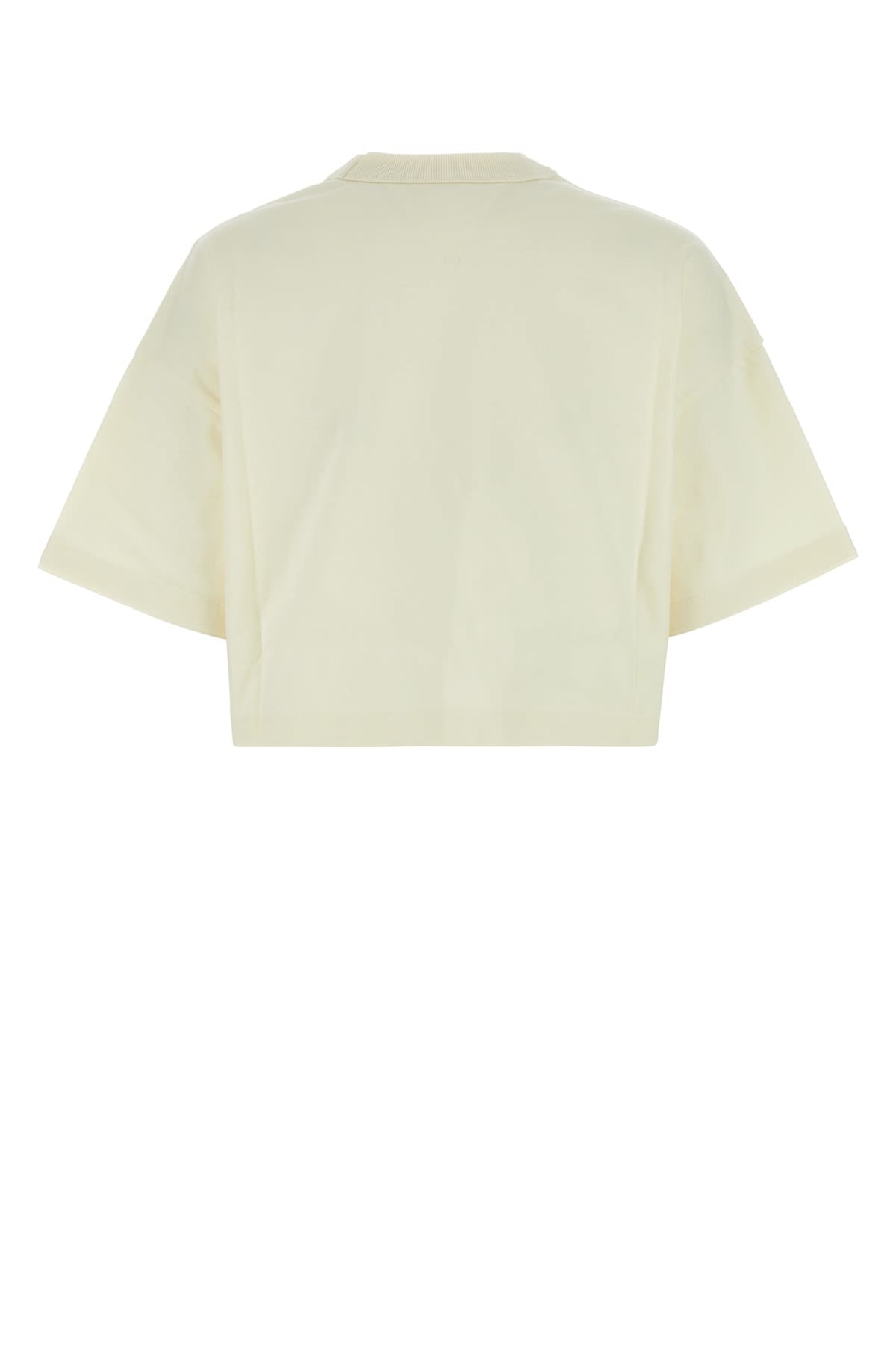 Bottega Veneta Jersey Cropped T-shirt With V Pocket In White