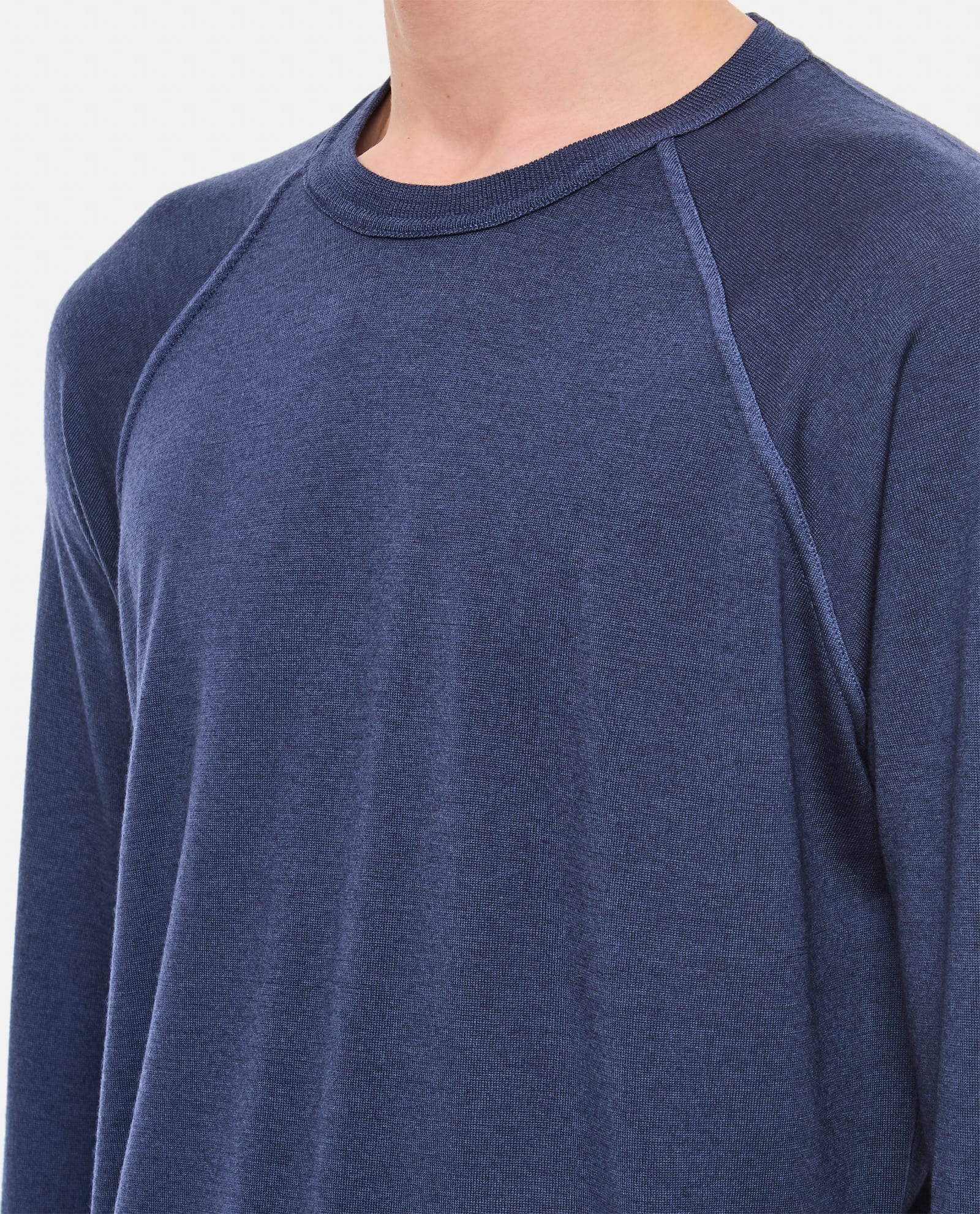 Shop Drumohr Crewneck Cotton Sweatshirt In Blue