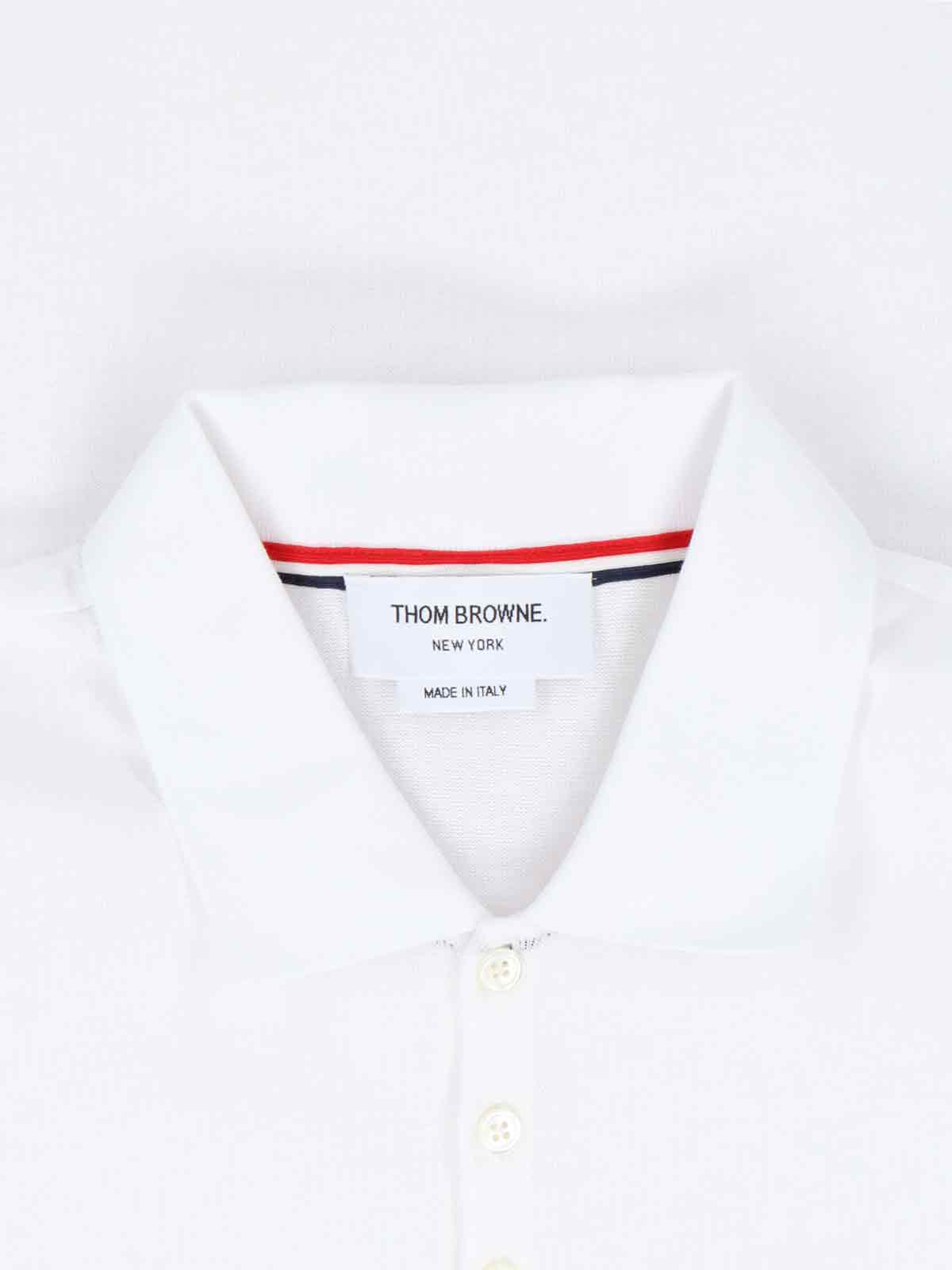 Shop Thom Browne Tricolor Detail Polo Shirt In White