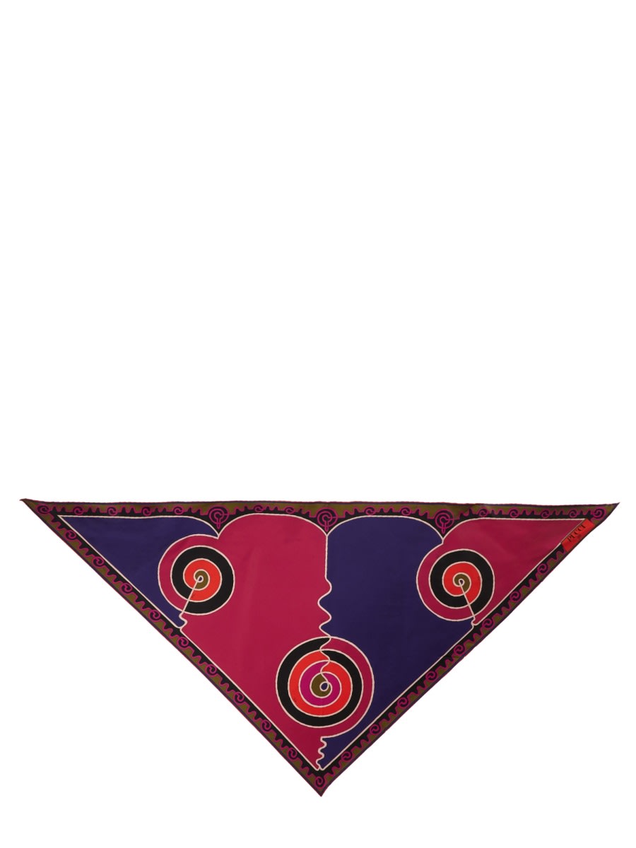 Pucci Triangle Scarf Featuring Bold Pattern In Multi