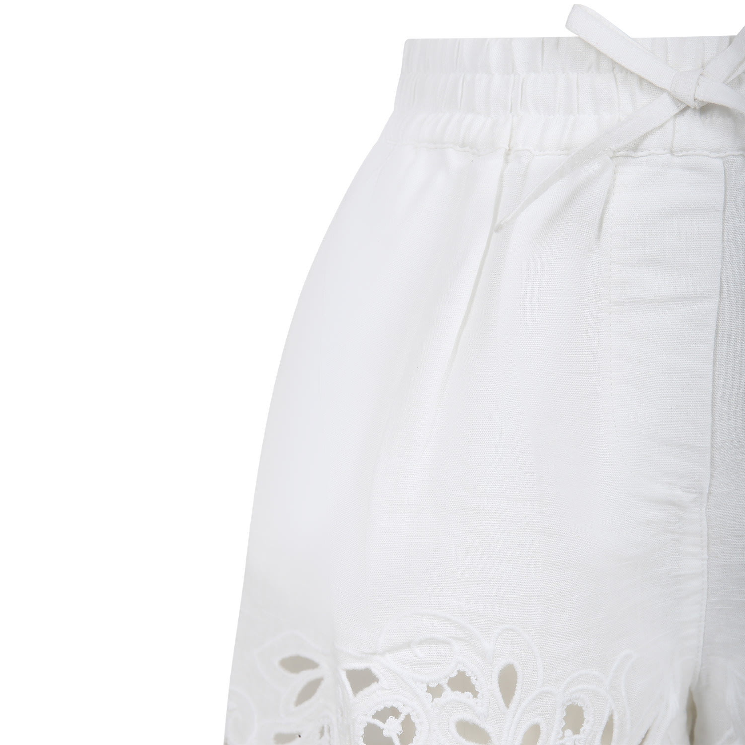 Shop Ermanno Scervino Junior White Shorts For Girl With Embroidery