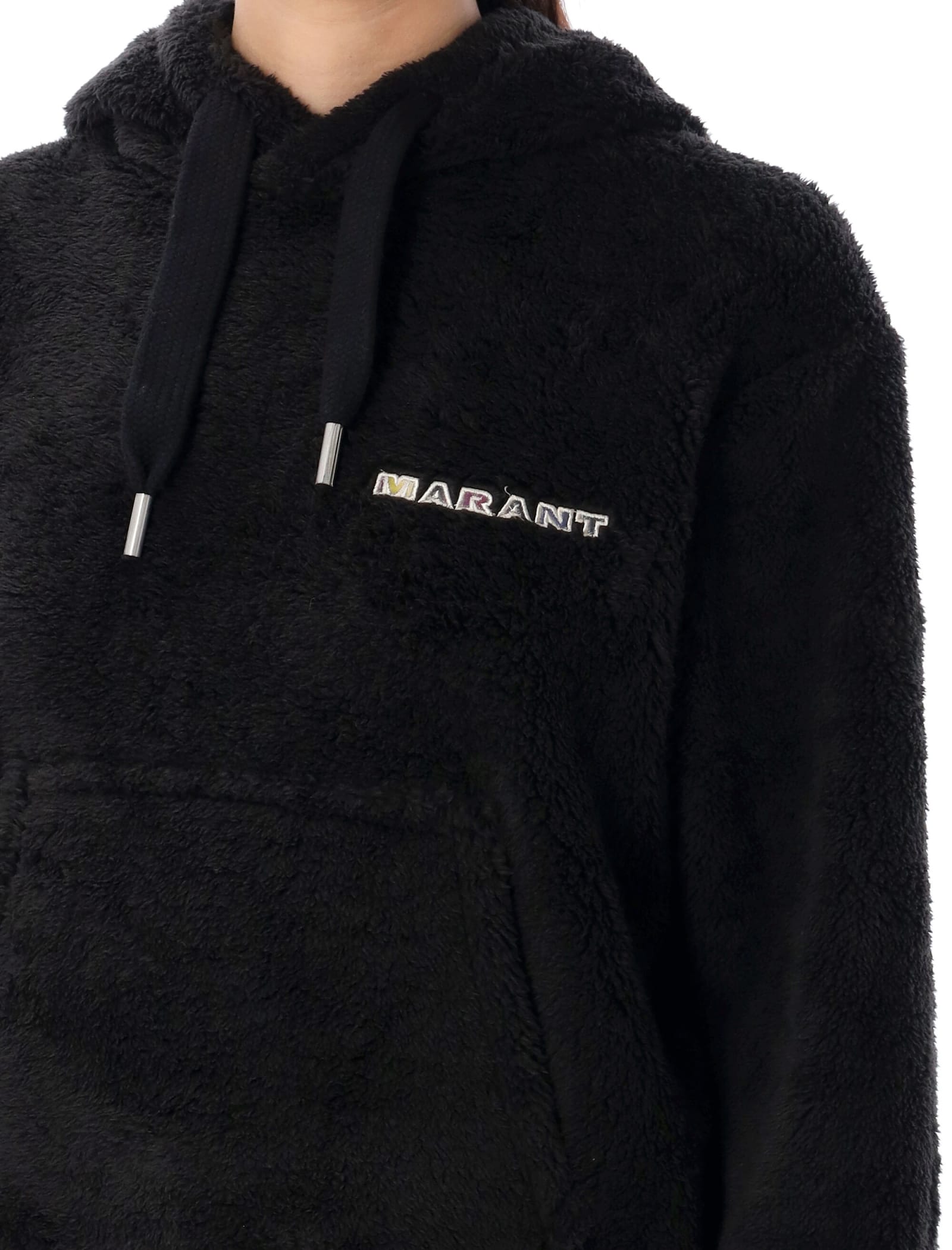 Shop Marant Etoile Meave Teddy Hoodie In Black