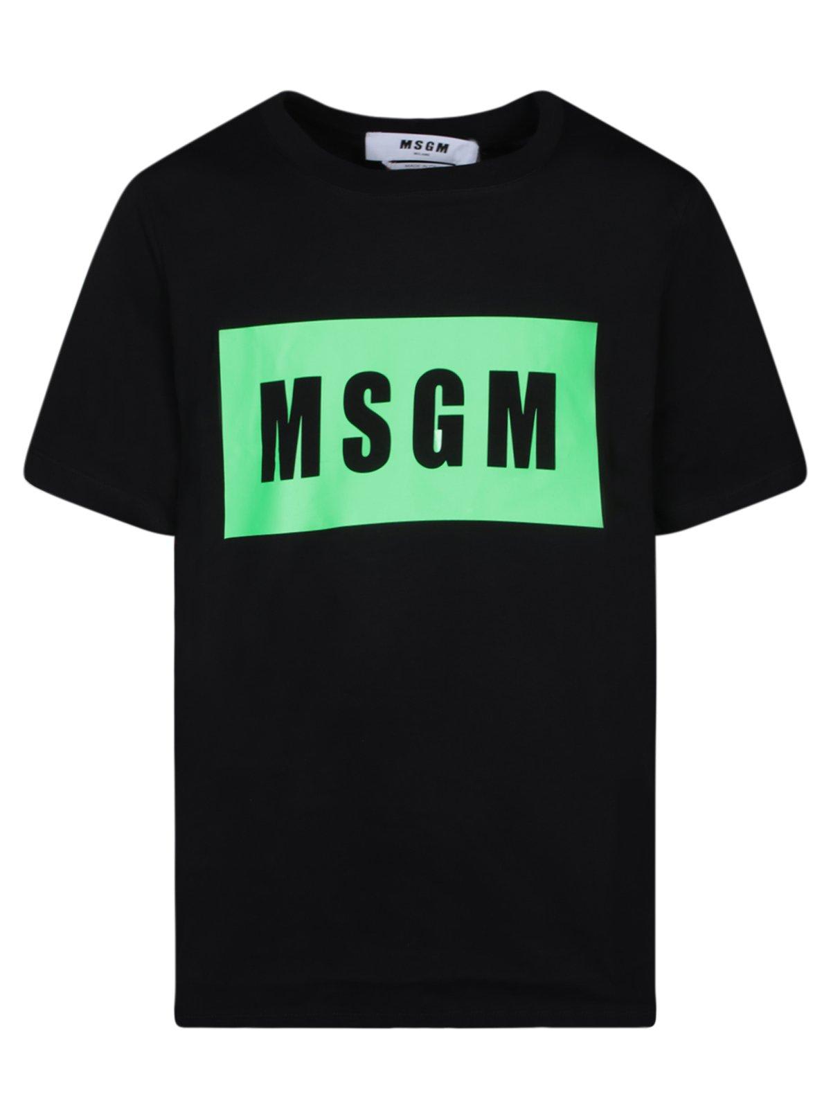 Shop Msgm Logo-printed Crewneck T-shirt In Black