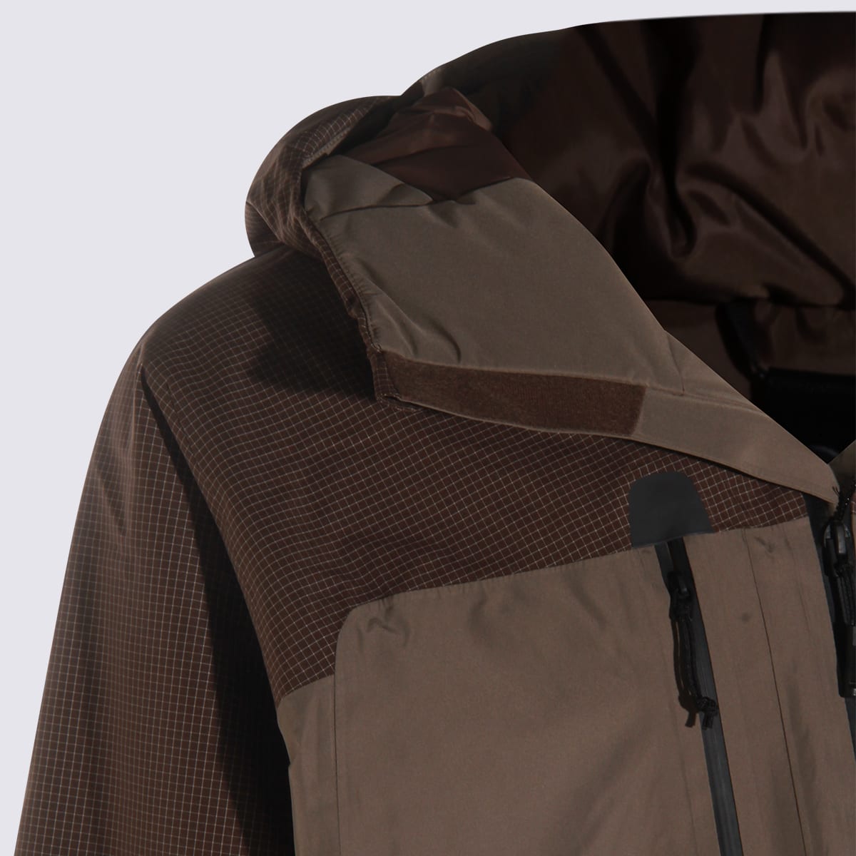 The North Face Eg Devils Thumb Grid-pattern Hooded Jacket In Brown