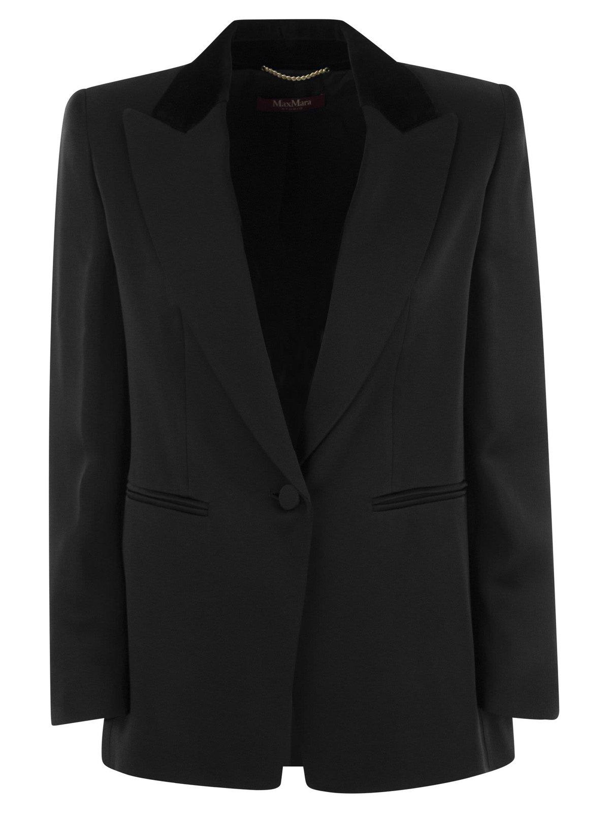 Max Mara "bohemian Linen Single-bre In Black