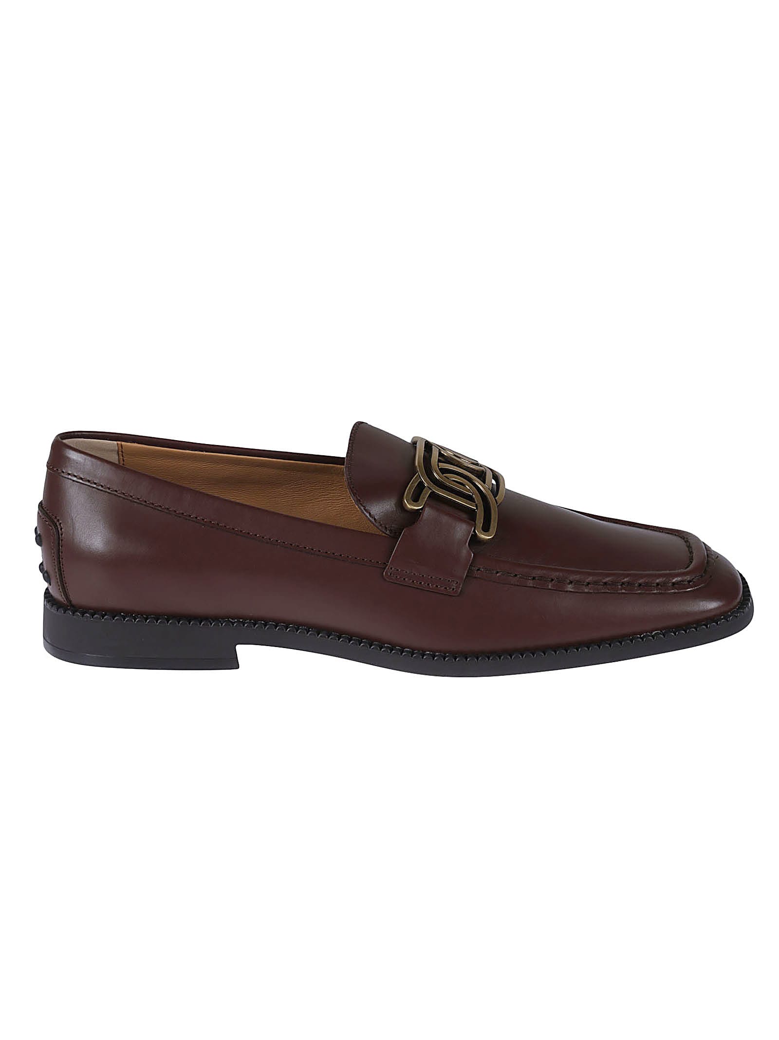 Tod's Chain Front Loafers In Mahogany Red