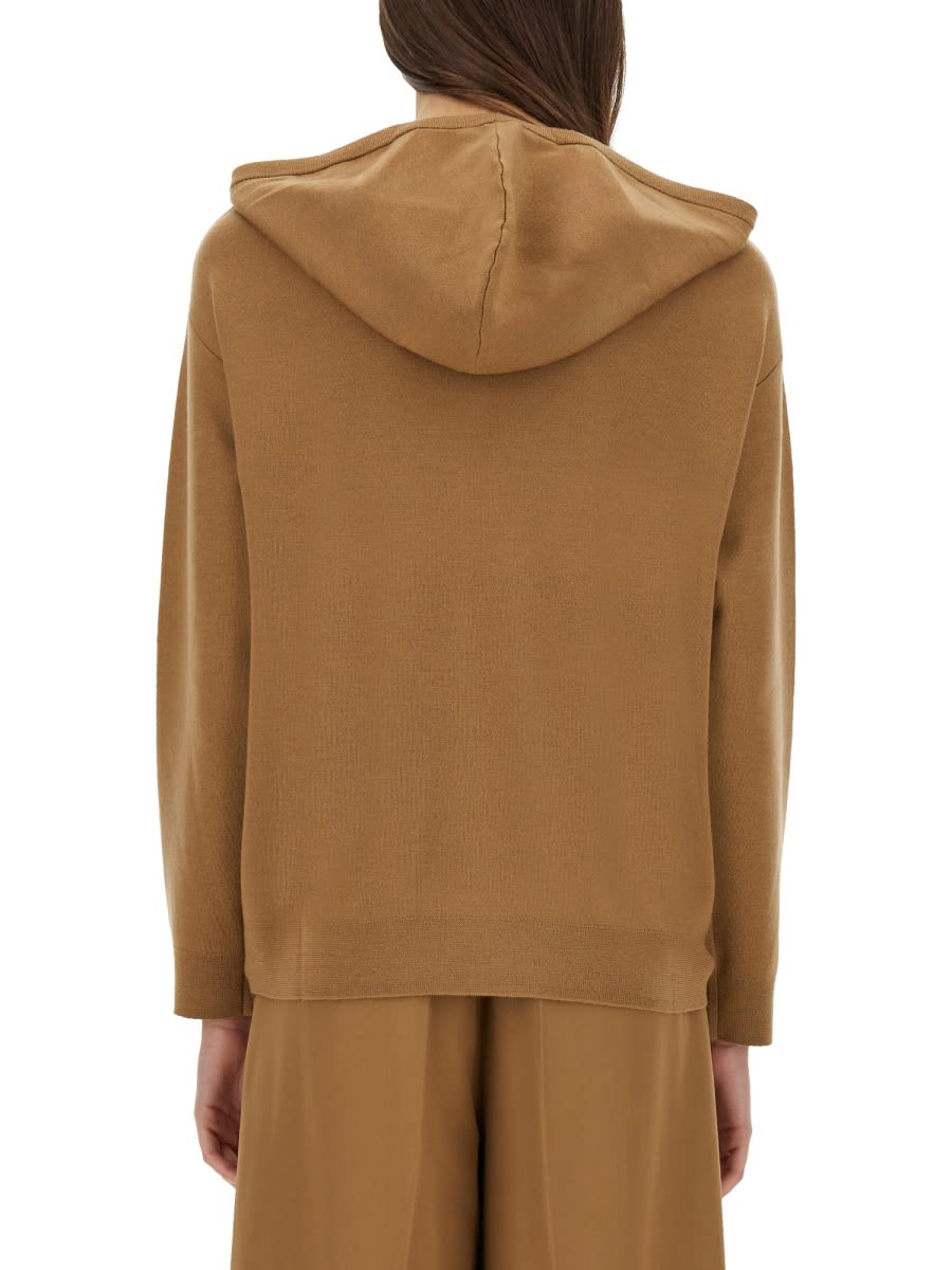 Max Mara Wool Yarn Sweatshirt In Brown