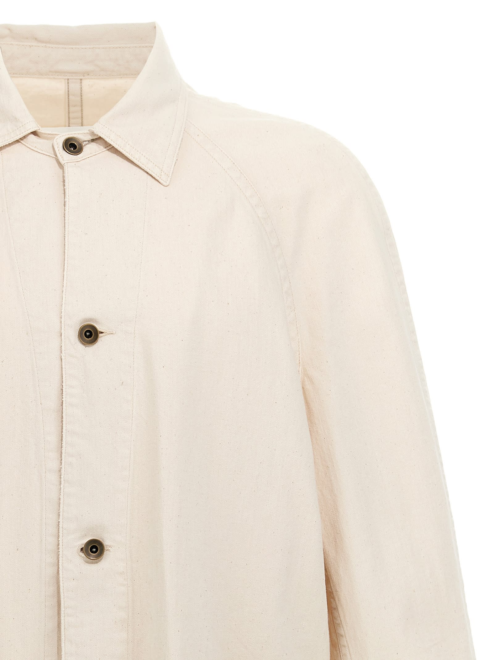 Maison Margiela Collared Jacket With Front Pockets And Long Sleeves In Beige