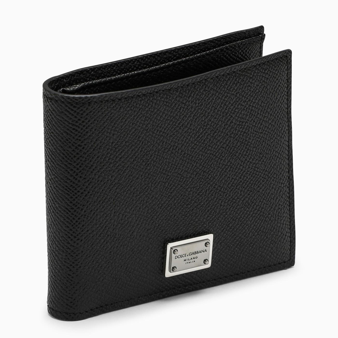 DOLCE & GABBANA BLACK LEATHER BI-FOLD WALLET 