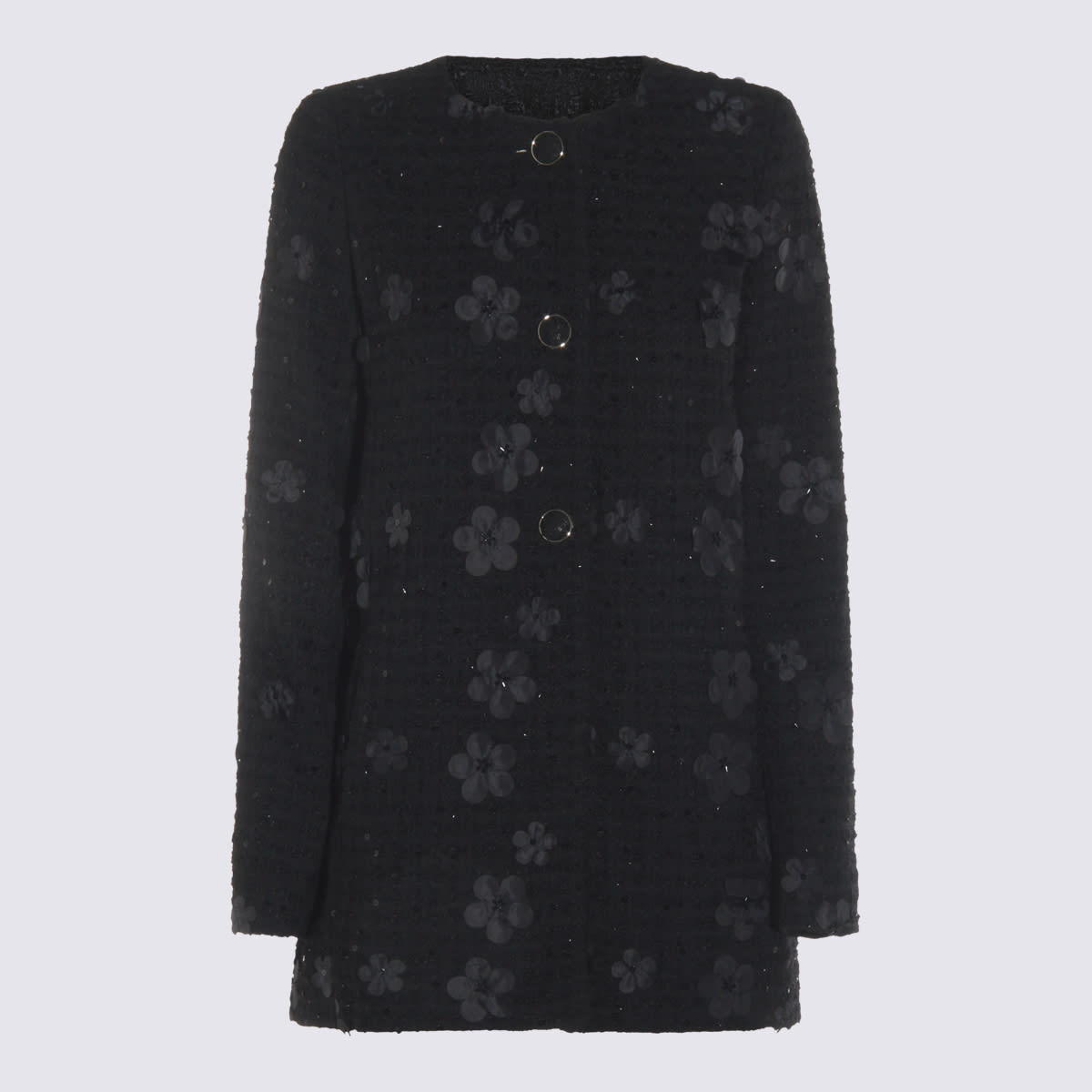 Twinset Black Jacket Frontal Buttons Closure In Black