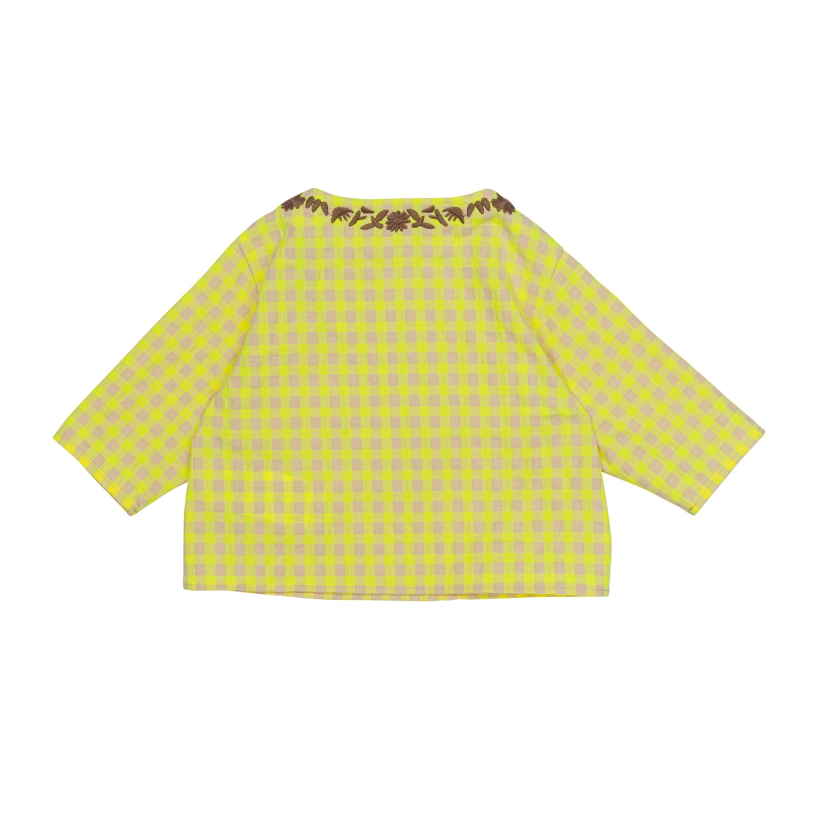Shop Douuod Checkered Blouse In Yellow