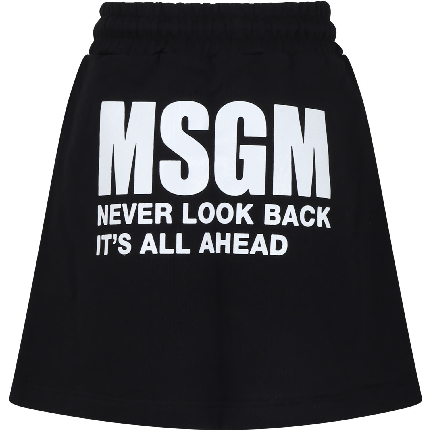 Shop Msgm Black Skirt For Girl With Logo And Writing In Nero