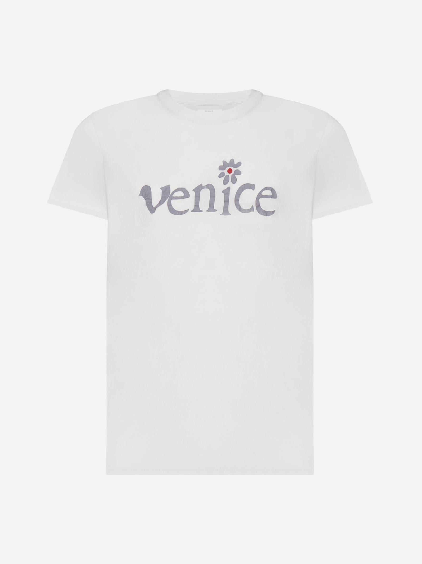 Shop Erl Venice Cotton T-shirt In White