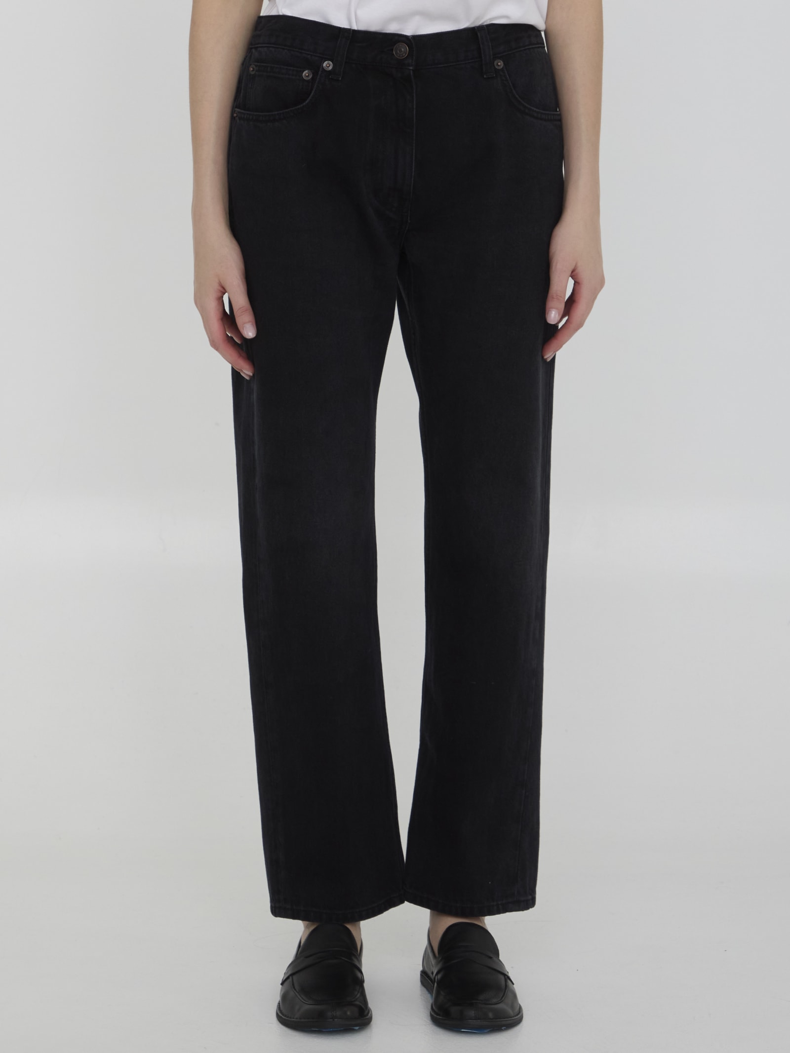 The Row Riaco Mid-rise Straight-leg Ankle Jeans In Black