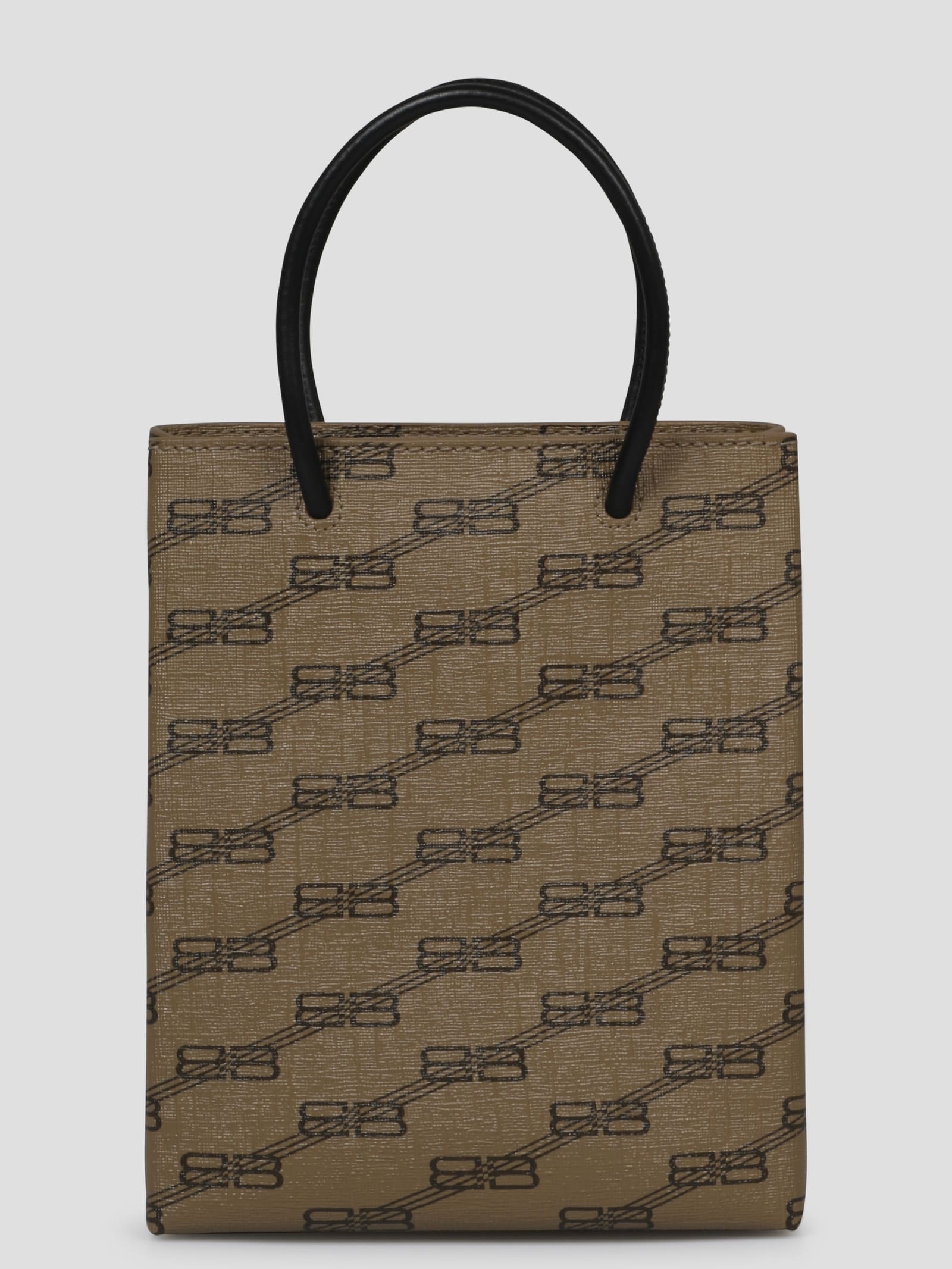 Balenciaga Printed Canvas Phone Case In Brown