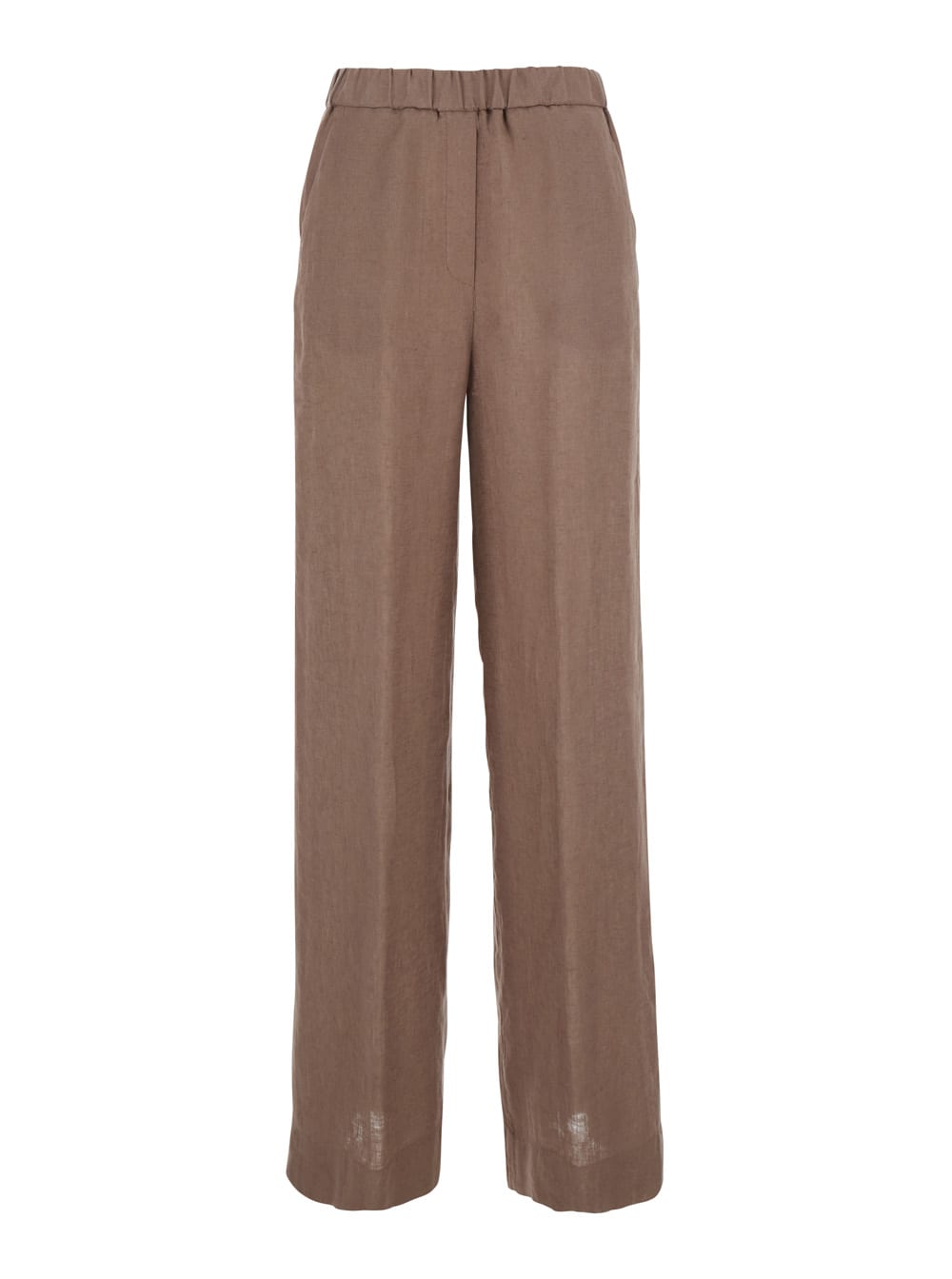 rocchette Brown Linen With Elastic Waist In Linen Woman