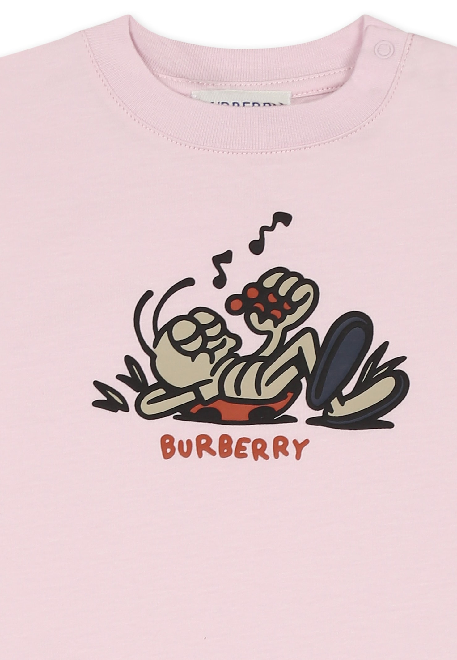 Shop Burberry Pink Romper For Baby Girl With Ladybug