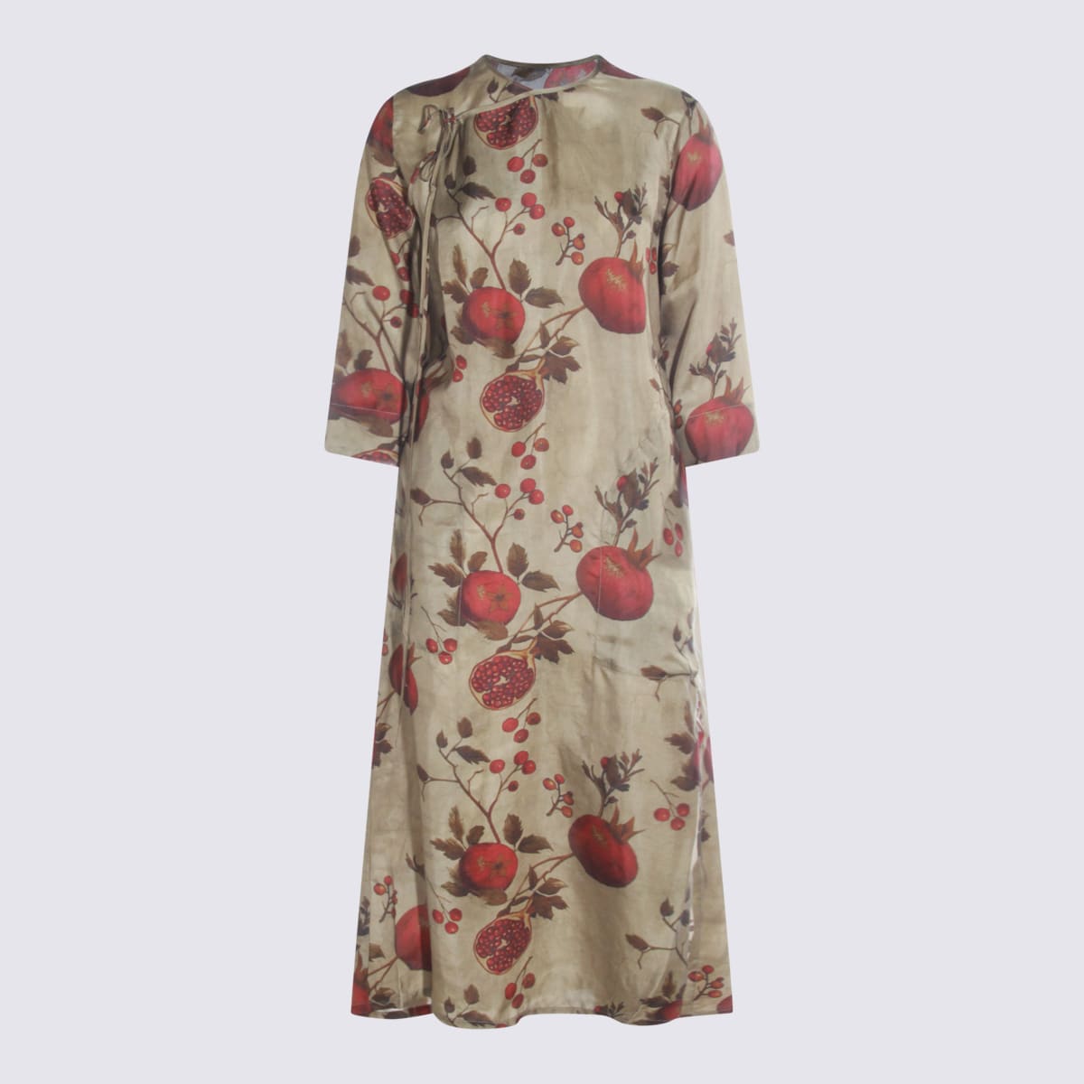 Uma Wang Red And Green Viscose Agina Dress In Gold