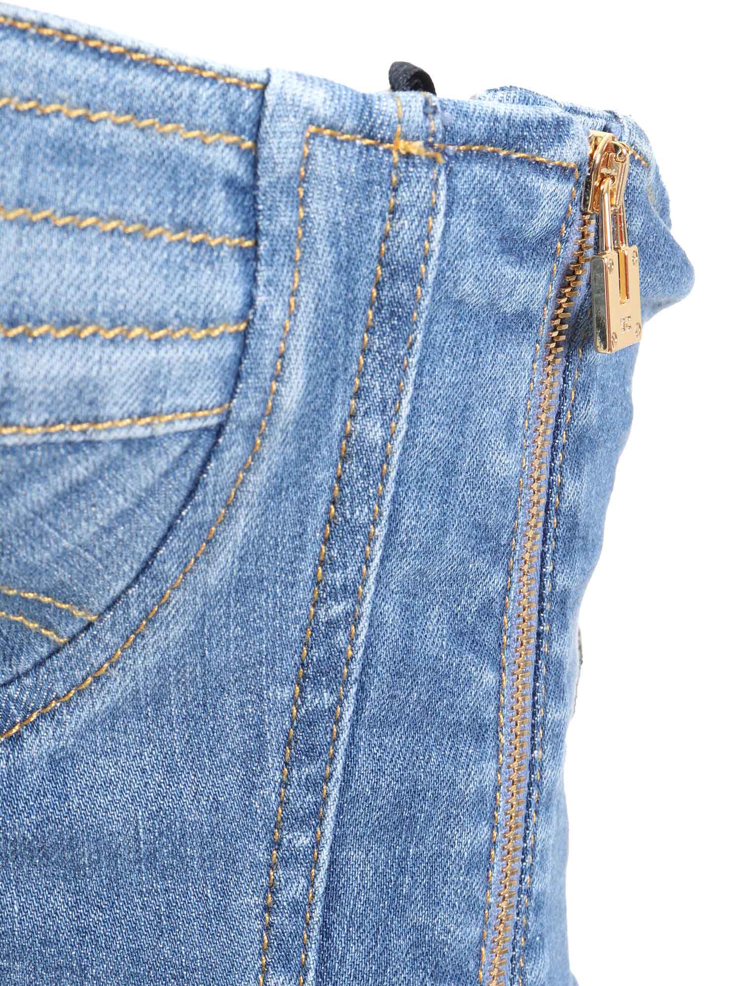 Elisabetta Franchi Denim Bustier Top In Blue