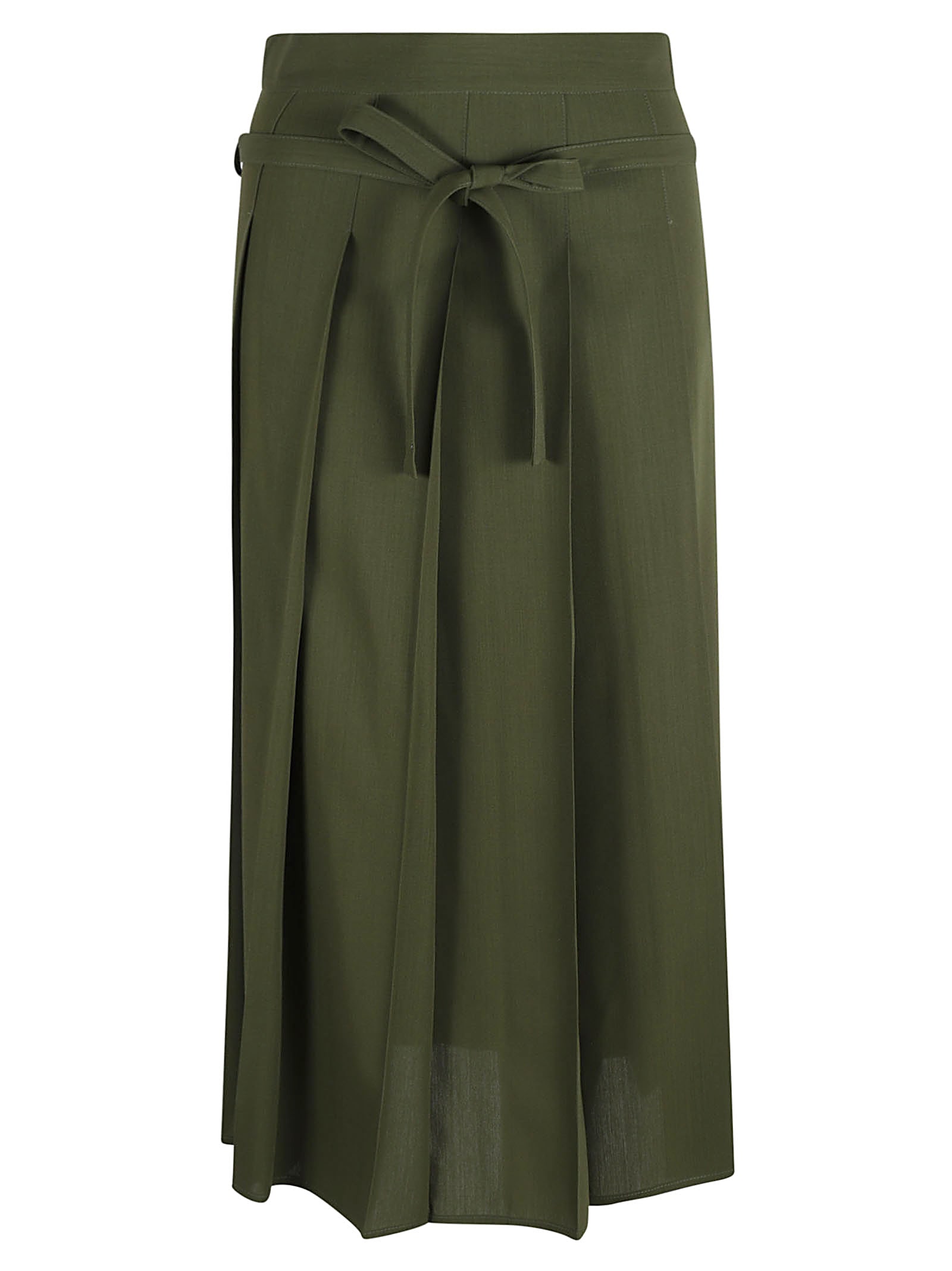 Shop Fabiana Filippi Belted Straight Skirt In Loden