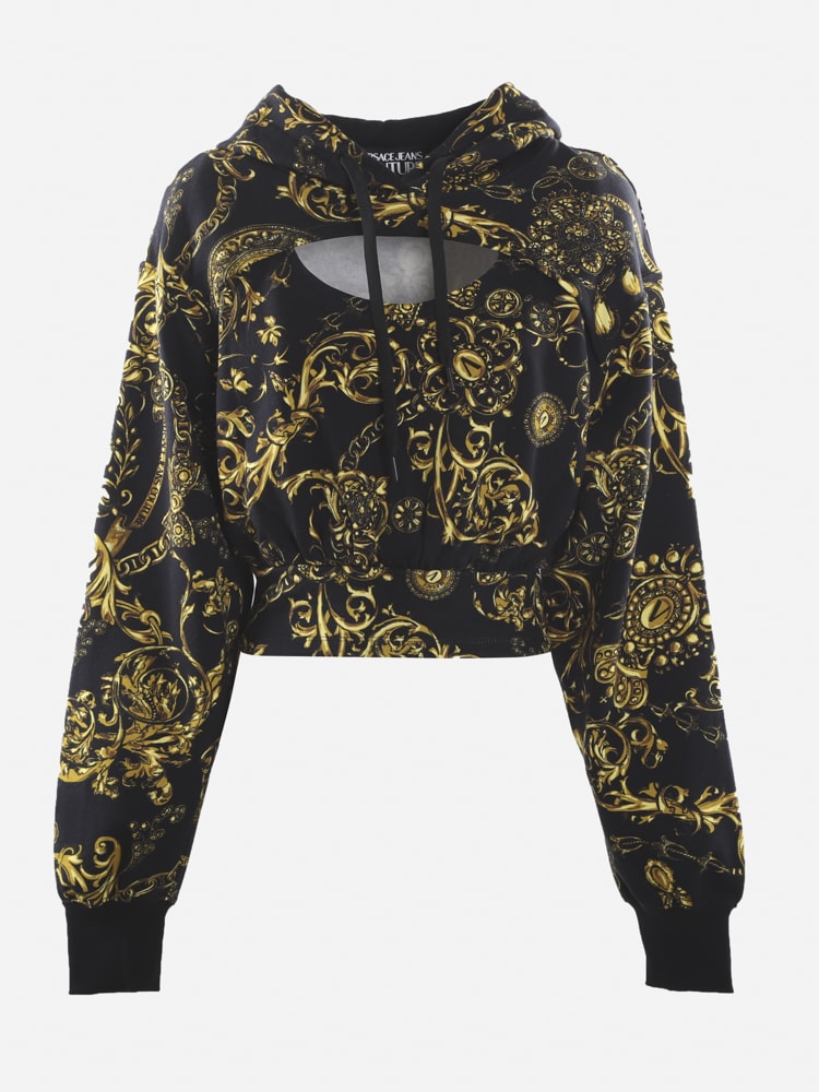 Versace Jeans Couture Cotton Sweatshirt With All-over Barocco Print