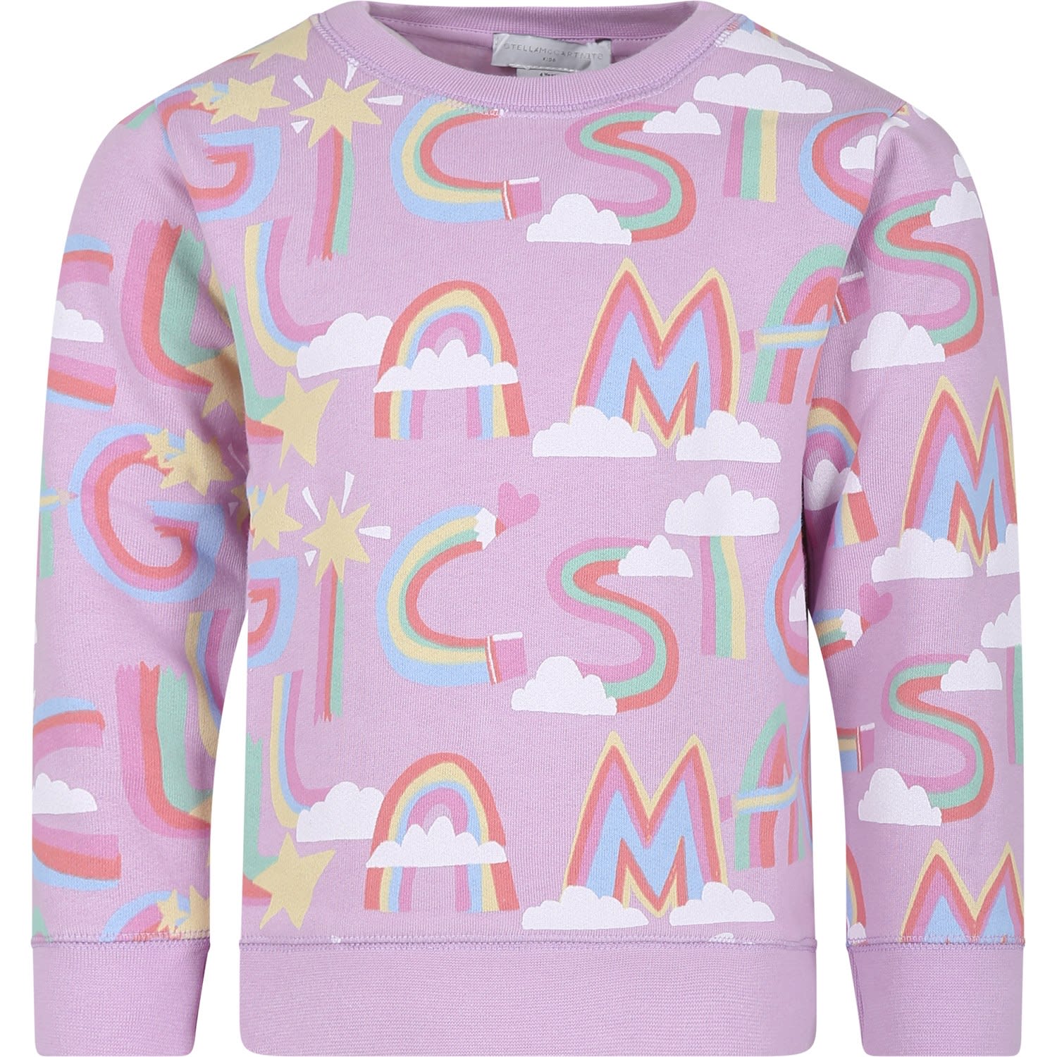 Stella Mccartney Kids' Purple Sweatshirt For Girl With Rainbow Logo