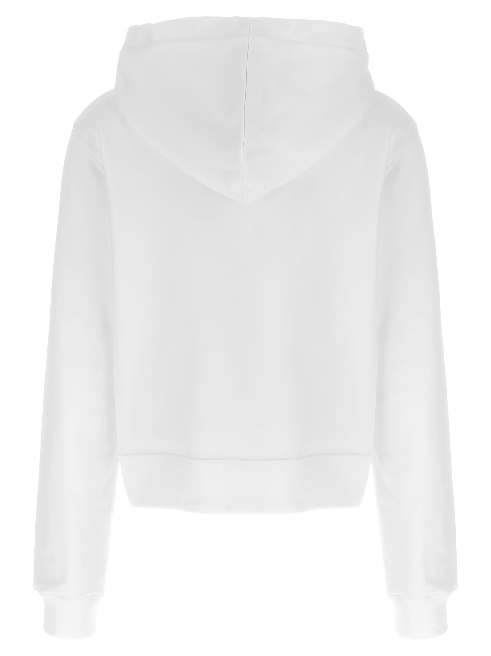 Shop Moschino Antica Pellicceria Cropped Hoodie In White