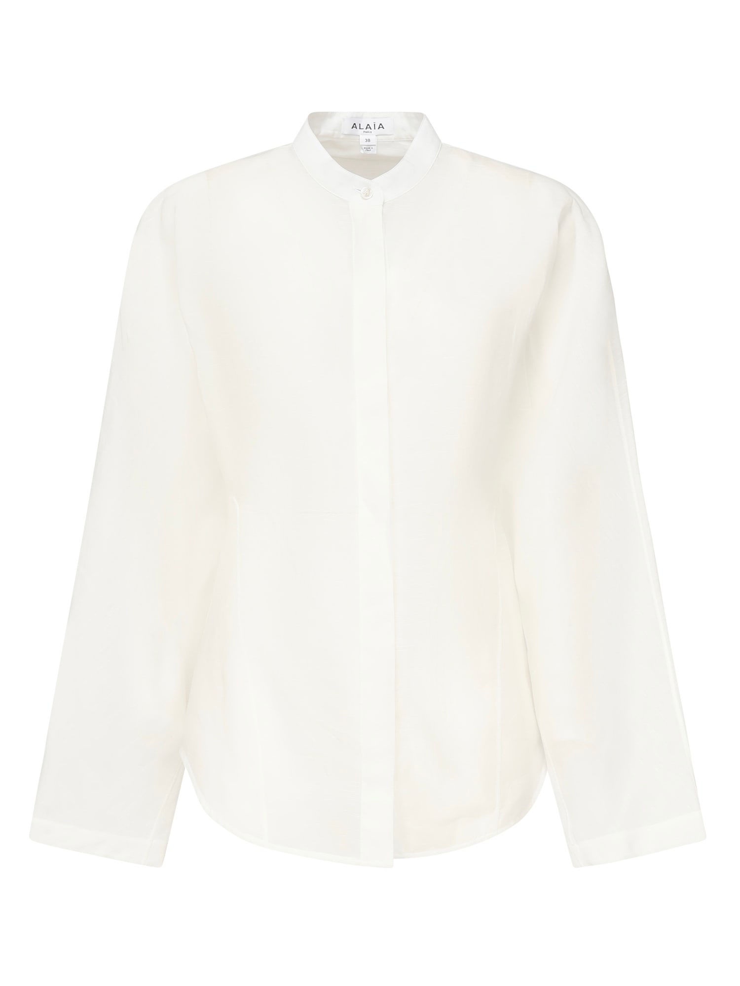 Alaïa Round Blouse In Linen Blend In White