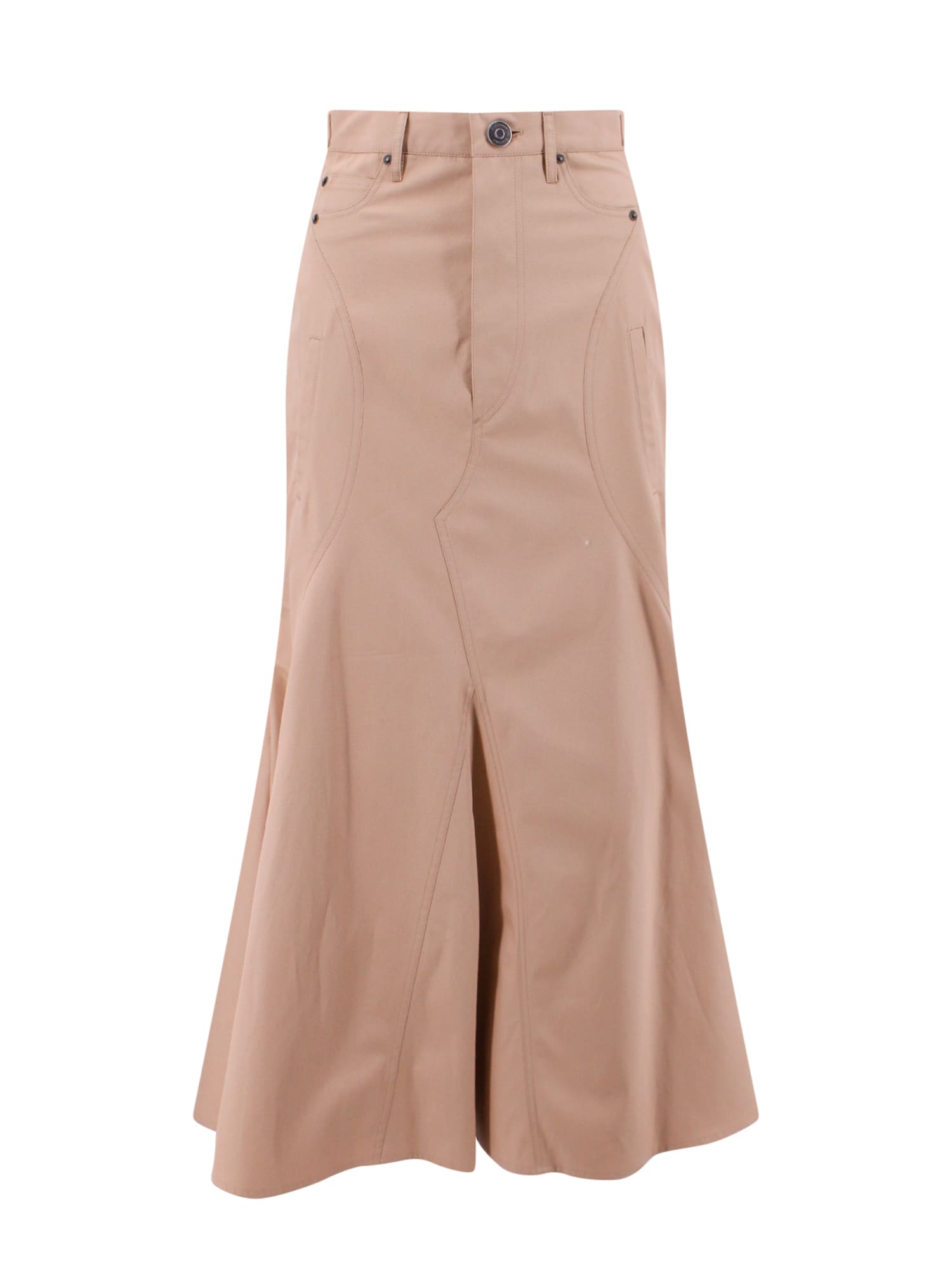 Burberry Button-closure Maxi Skirt With Flattering Silhouette In Beige