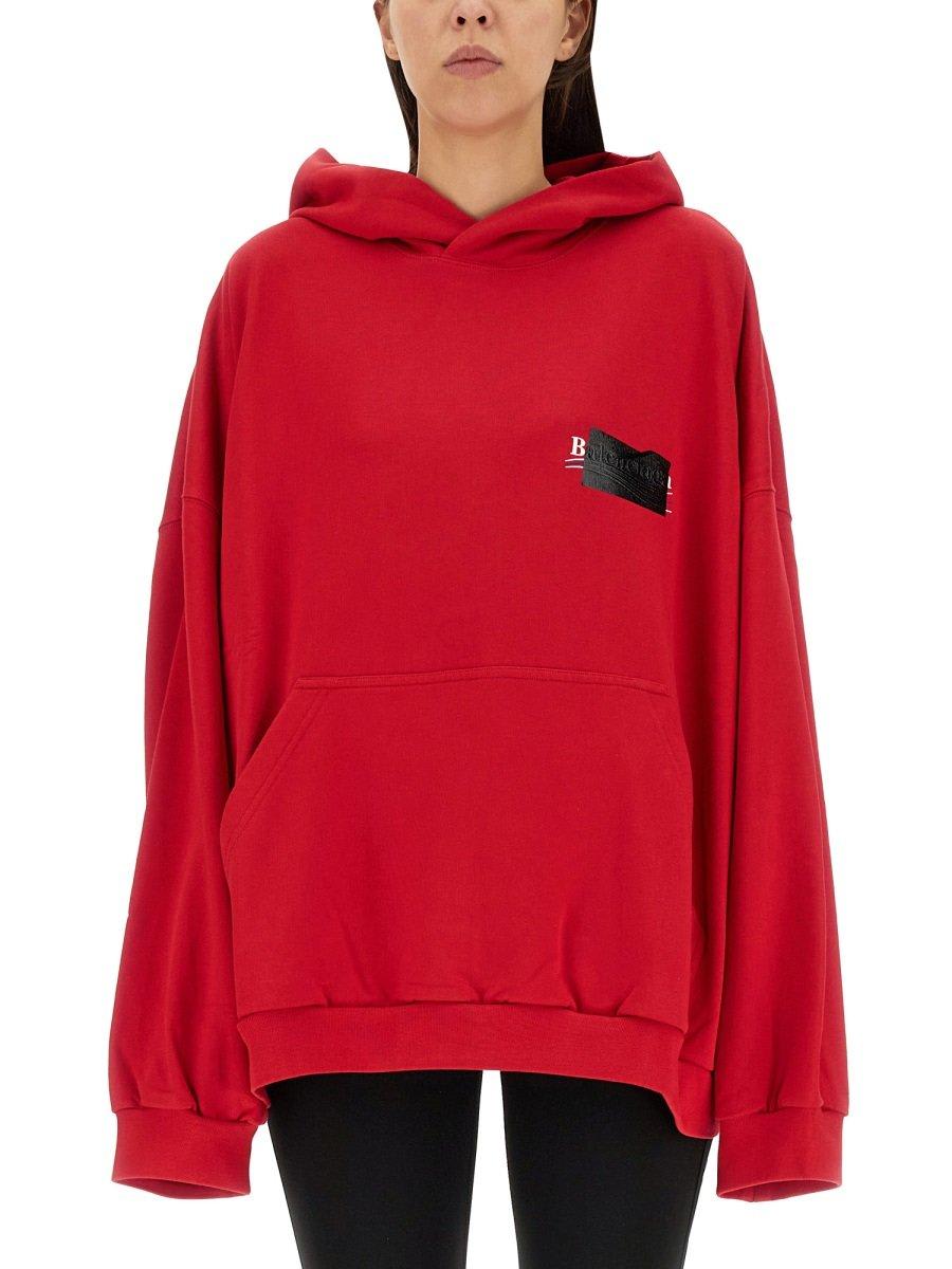 Shop Balenciaga Loose Fitting Hoodie In Red