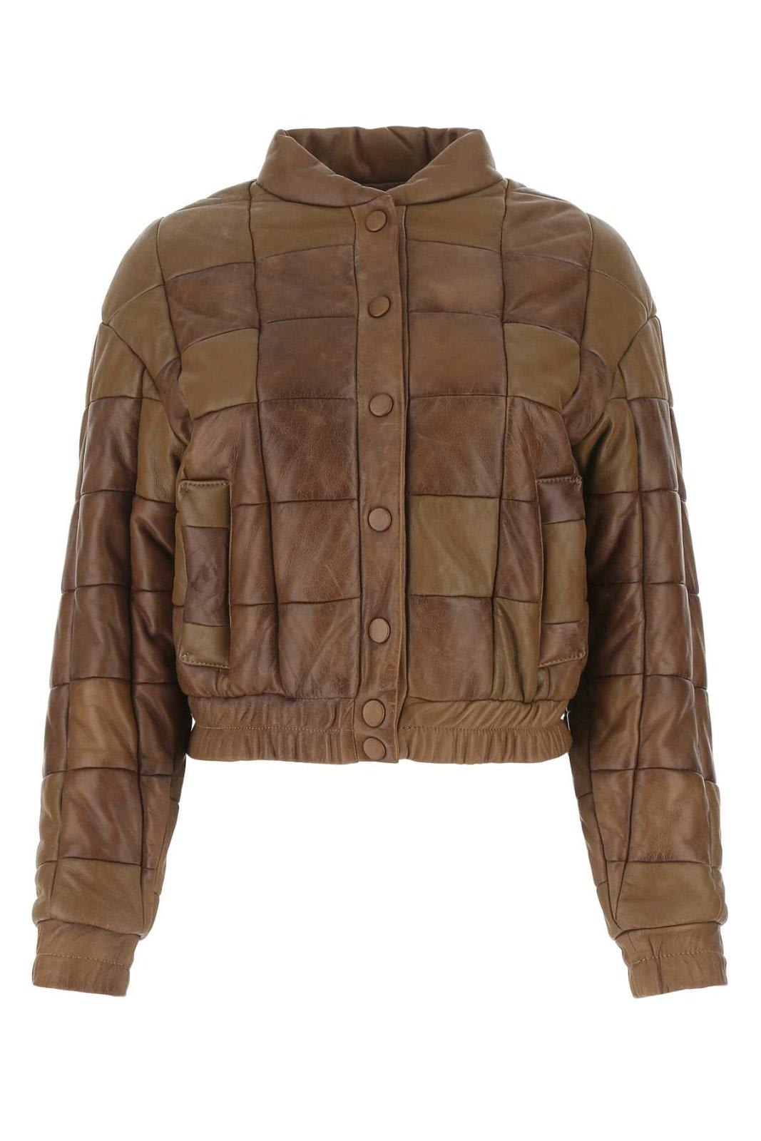 Shop Golden Goose Buttoned Padded Jacket In Brown