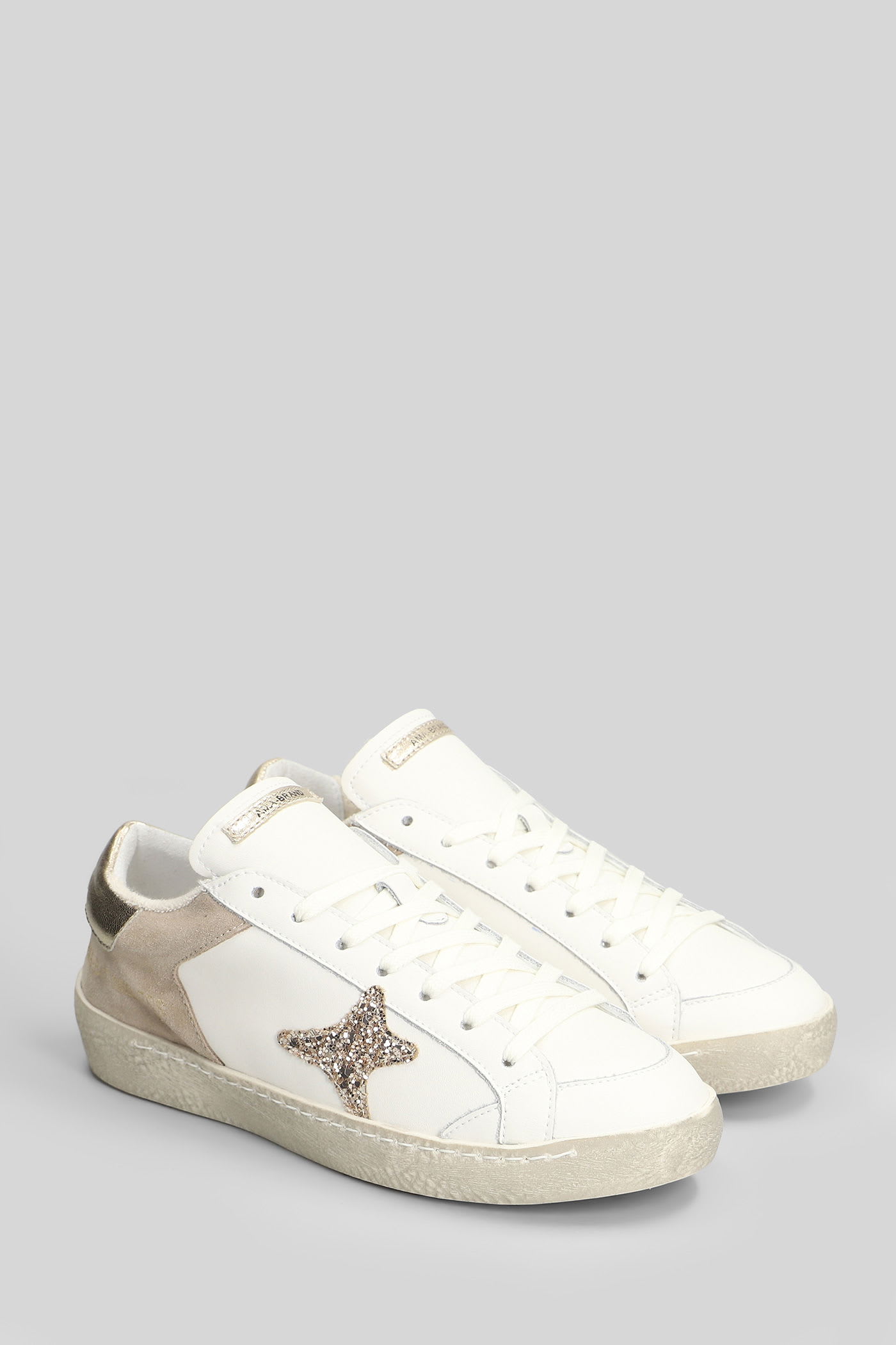 Ama Brand Sneakers In White Suede And Leather In Neutral